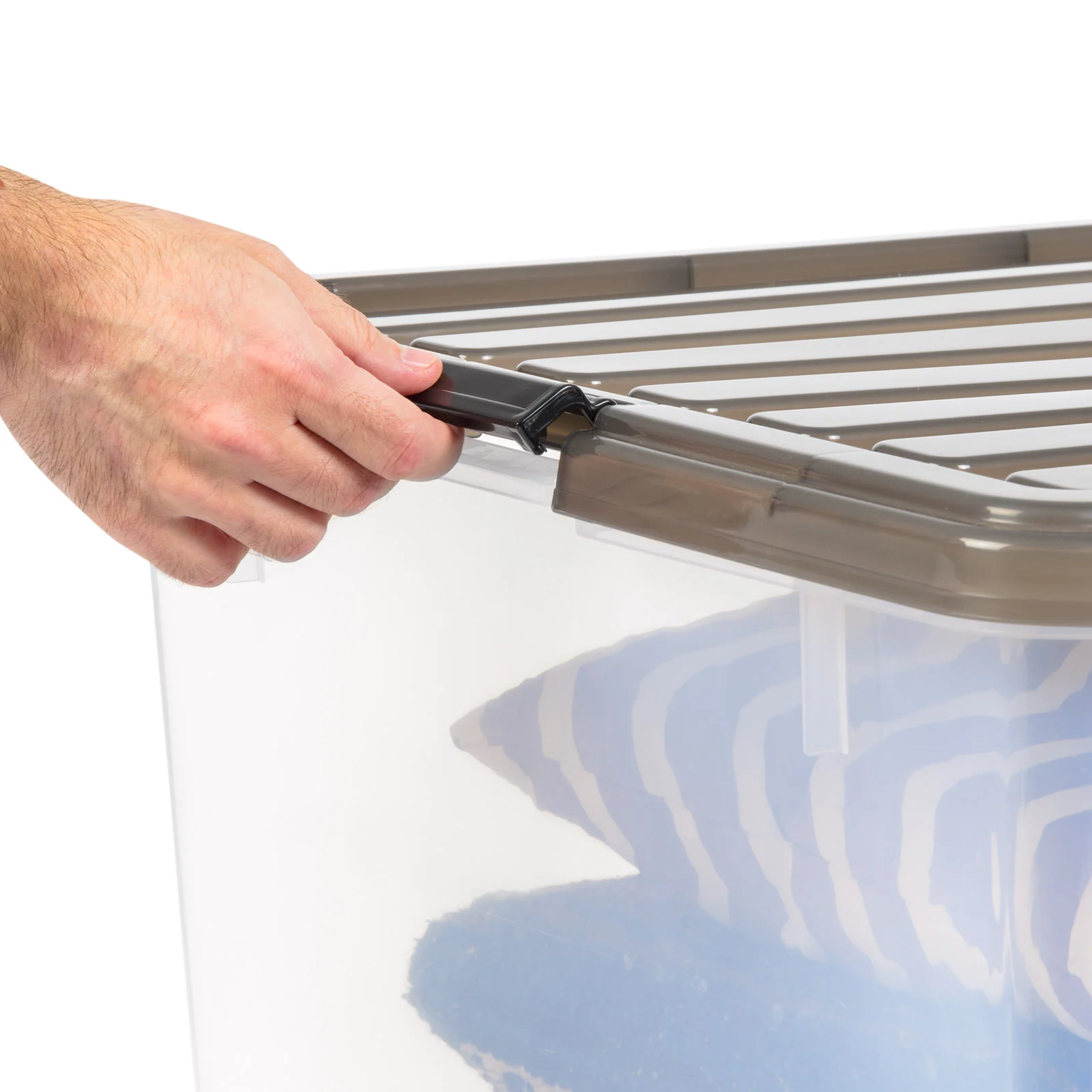 3 Pack 144qt Large Clear View Plastic Storage Bin with Lid and Secure Latching Buckles - Image 3