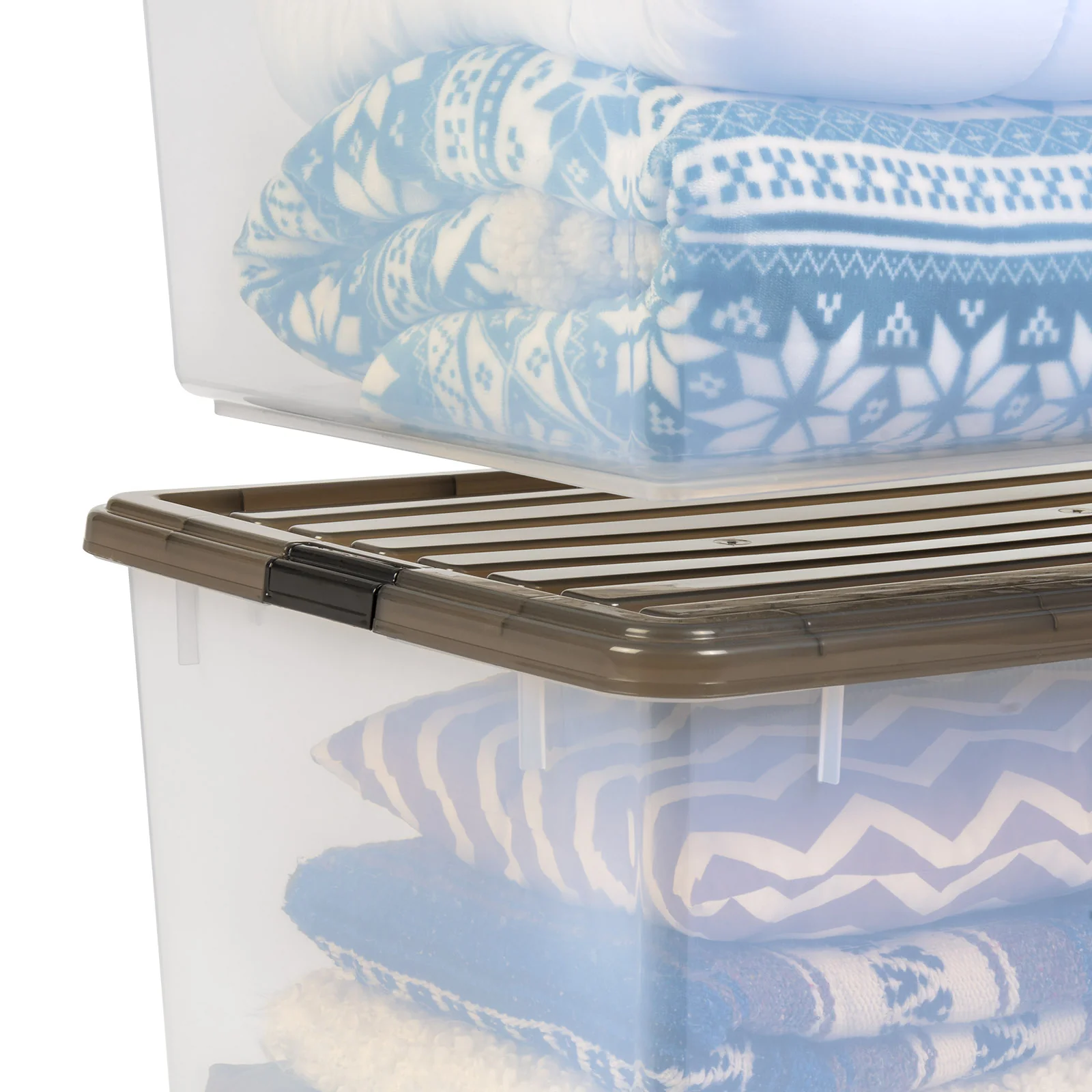 3 Pack 144qt Large Clear View Plastic Storage Bin with Lid and Secure Latching Buckles - Image 4