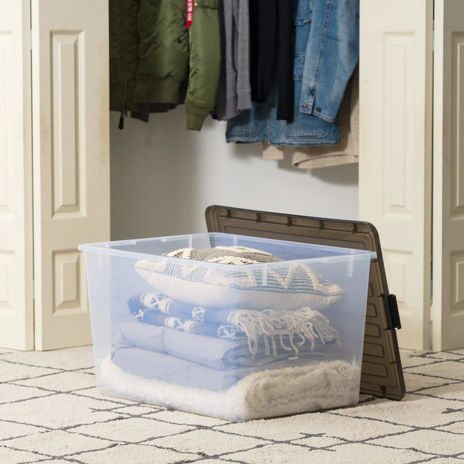 3 Pack 144qt Large Clear View Plastic Storage Bin with Lid and Secure Latching Buckles - Image 5
