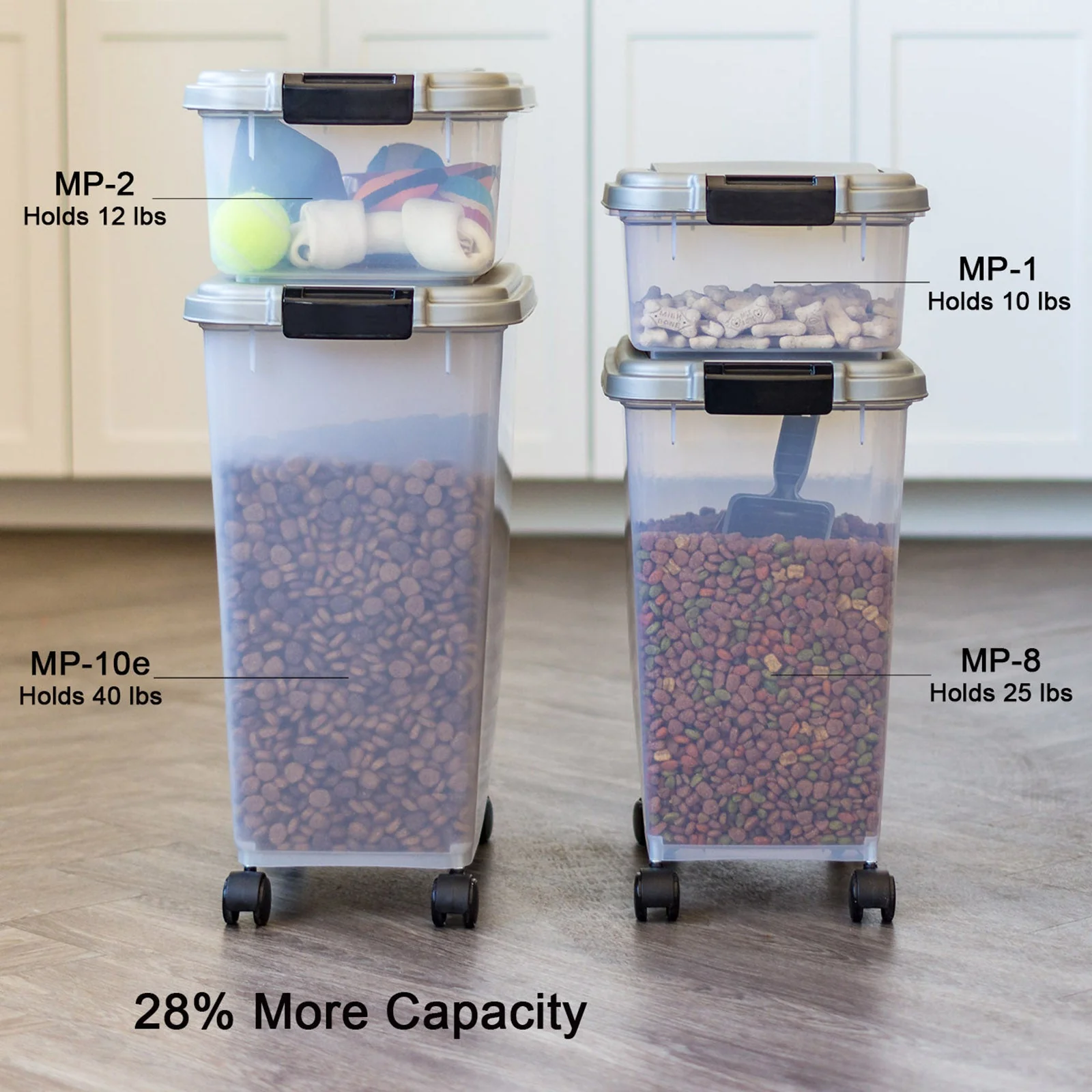 3-Piece WeatherPro® Airtight Pet Food Container Combo, Chrome - Image 2