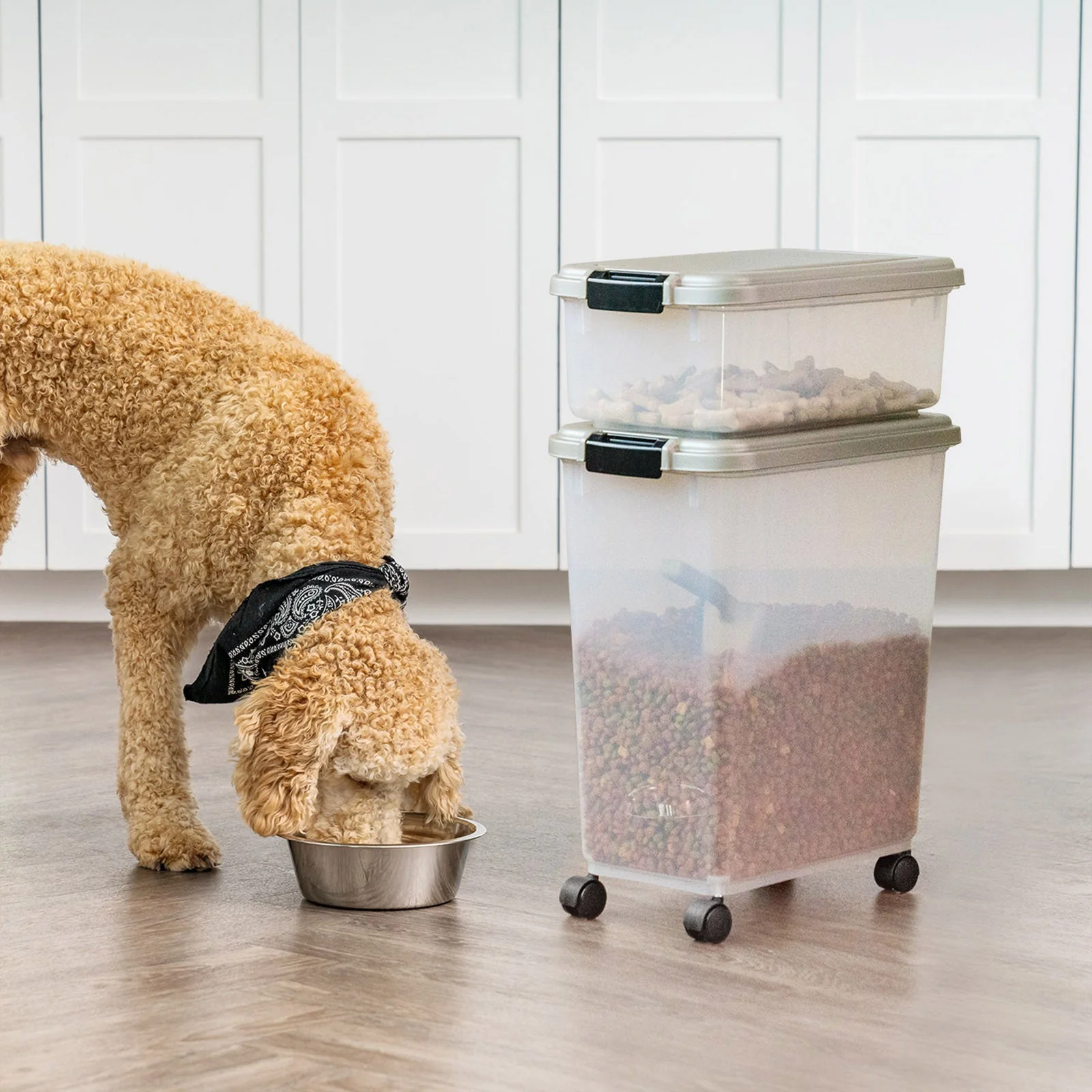 3-Piece WeatherPro® Airtight Pet Food Container Combo, Chrome - Image 3