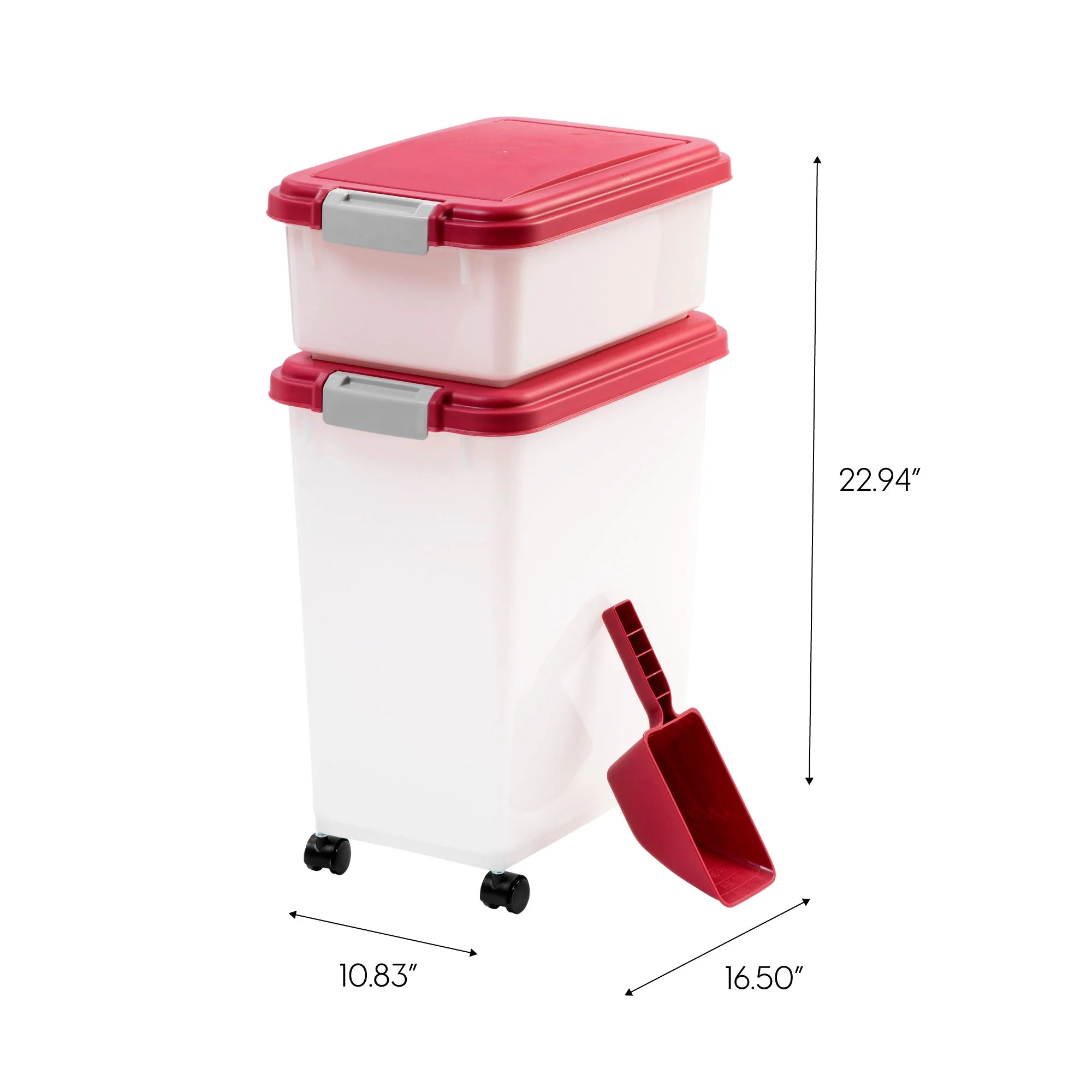 3-Piece WeatherPro® Airtight Pet Food Container Combo, Red/Pearl - Image 7