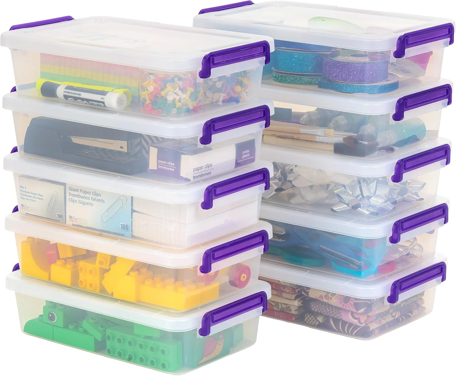 3 Qt. Plastic Craft Storage Container Bins with Lids, 10 Pack