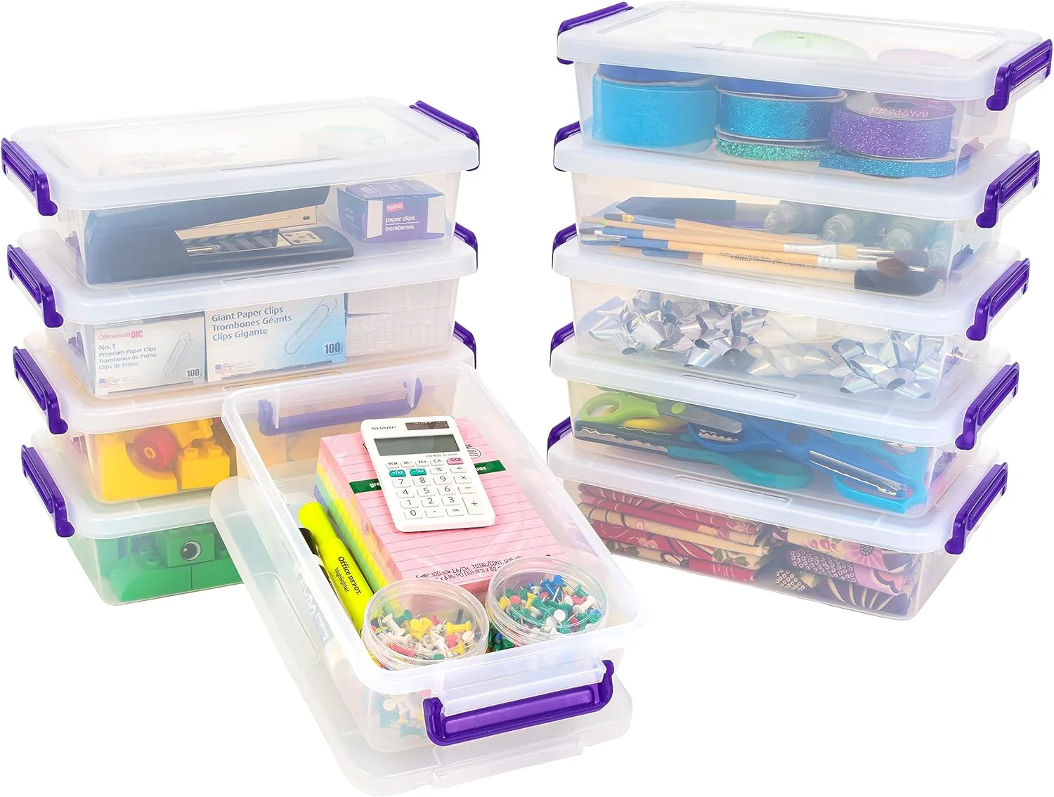 3 Qt. Plastic Craft Storage Container Bins with Lids, 10 Pack - Image 3
