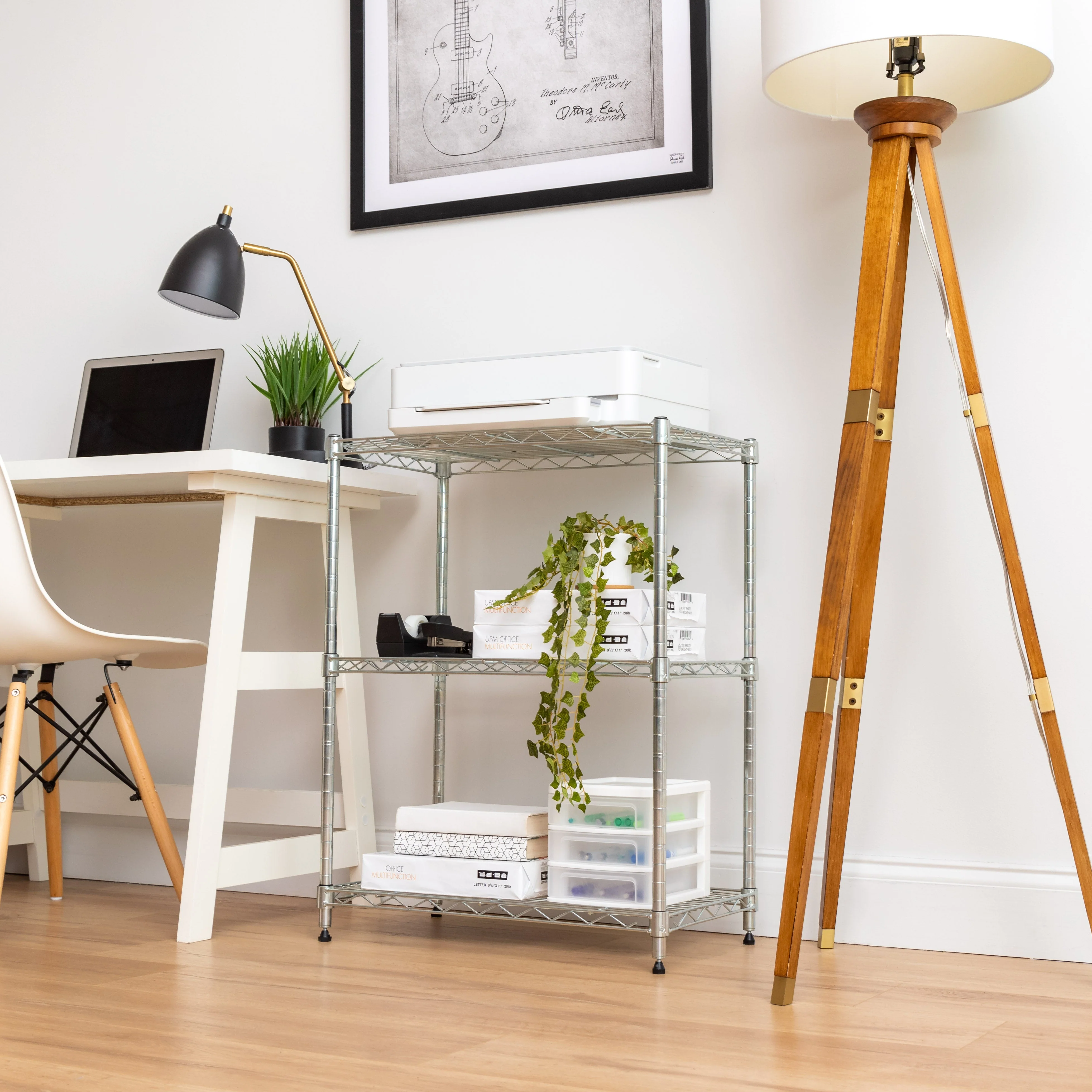 3 Shelf Wire Storage Unit, Silver - Image 3