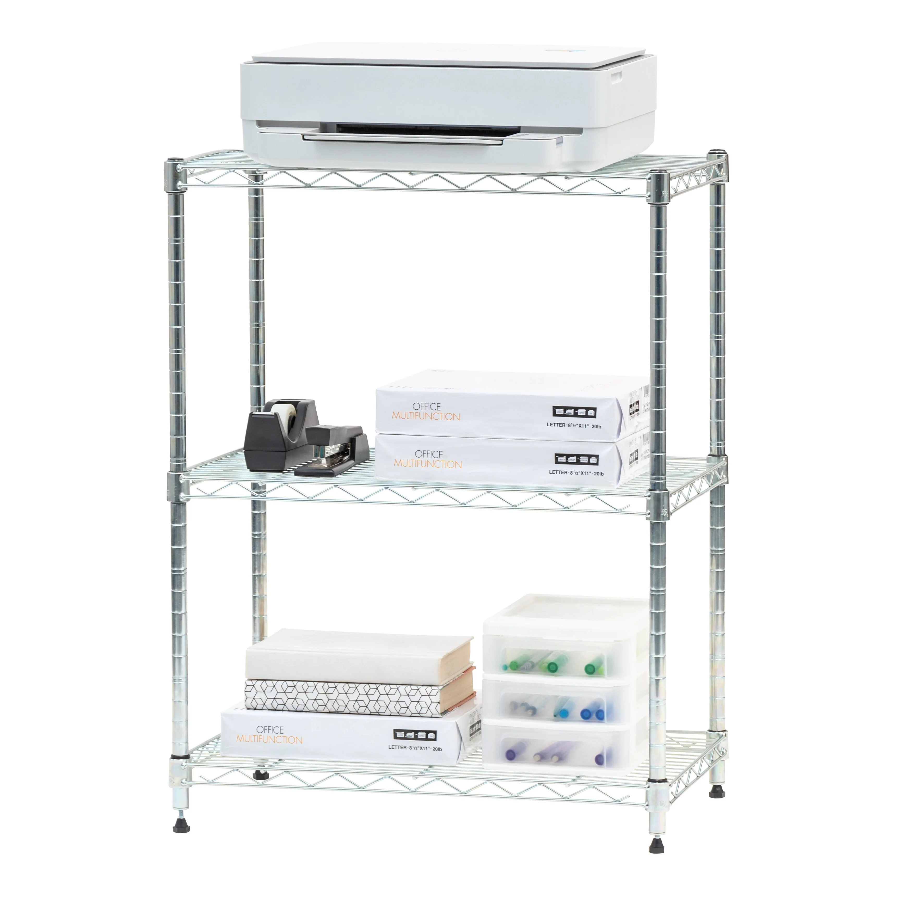 3 Shelf Wire Storage Unit, Silver - Image 7