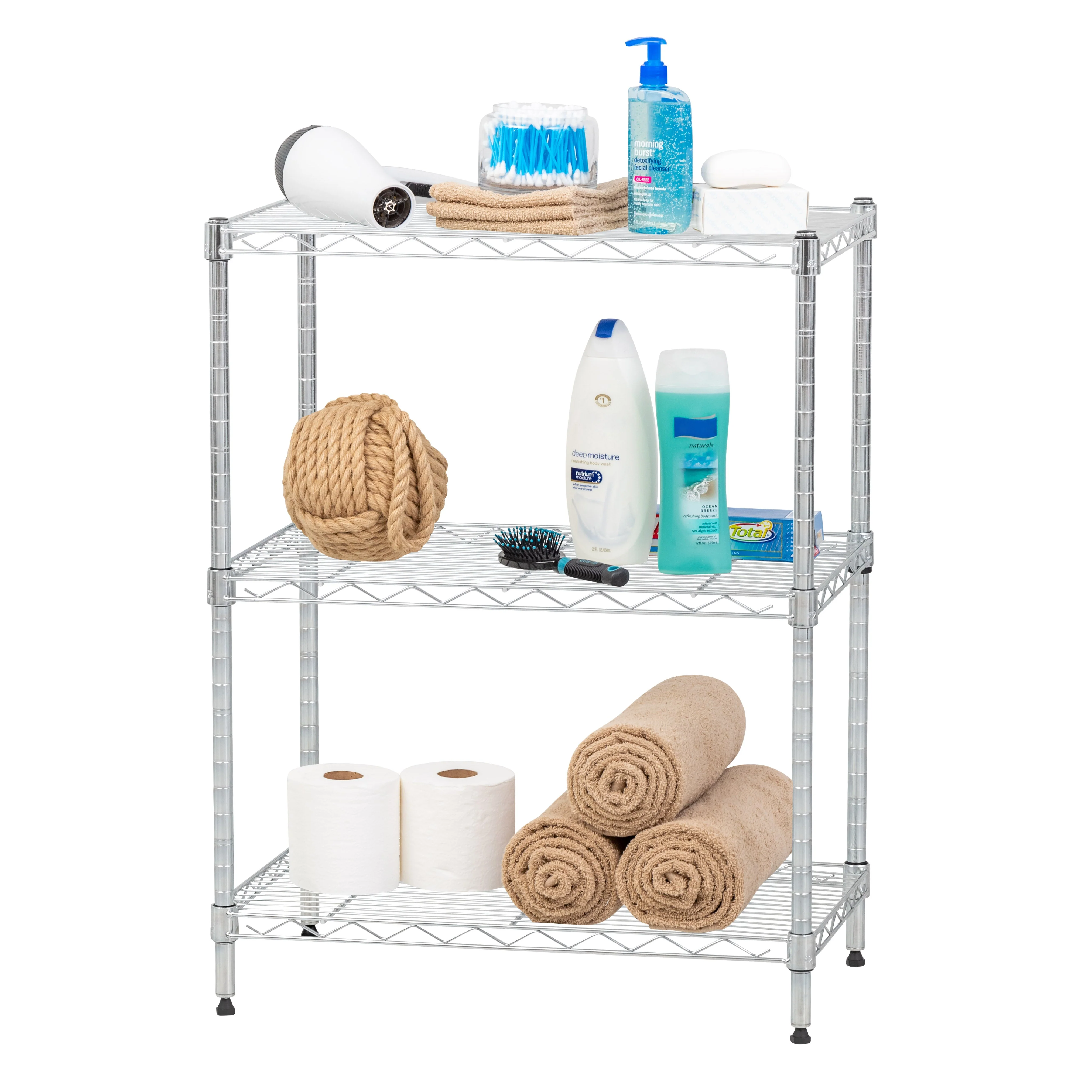 3 Shelf Wire Storage Unit, Silver - Image 8