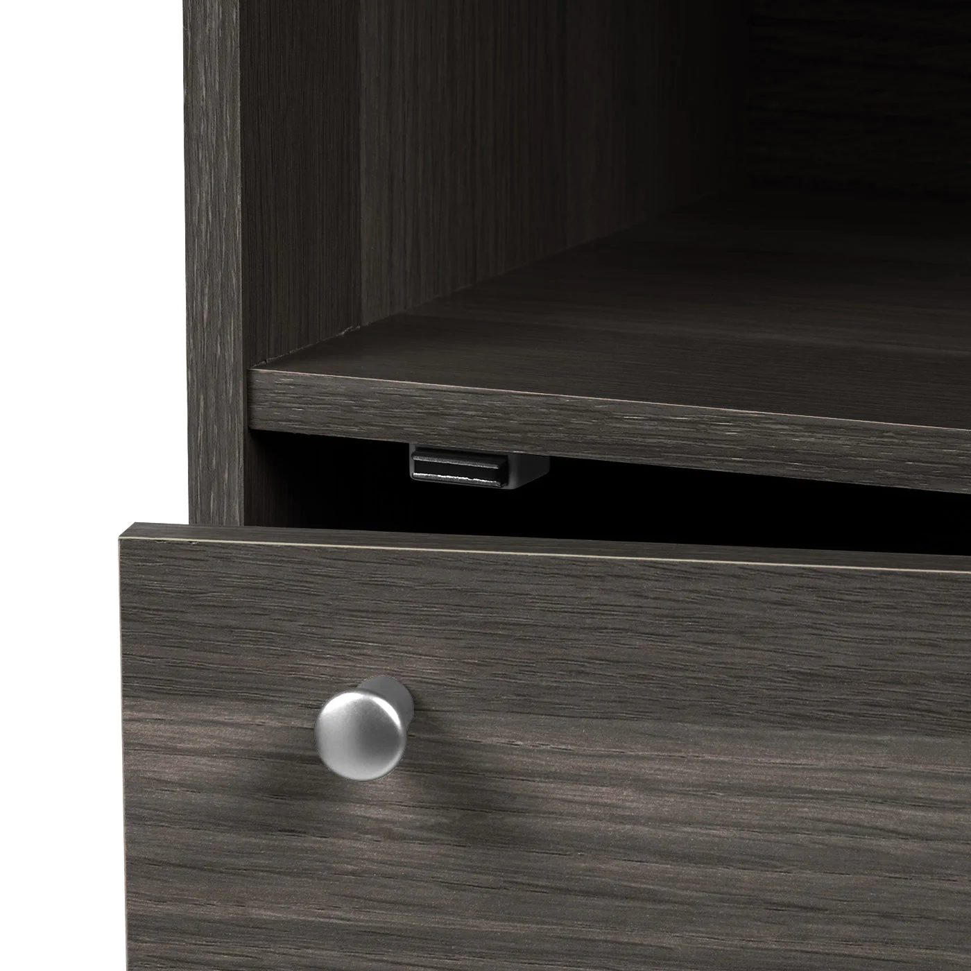 3 Tier Bookshelf and Storage Cupboard, Open Cubby Storage Shelf with Door, Small Storage Cabinet, Grey - Image 4