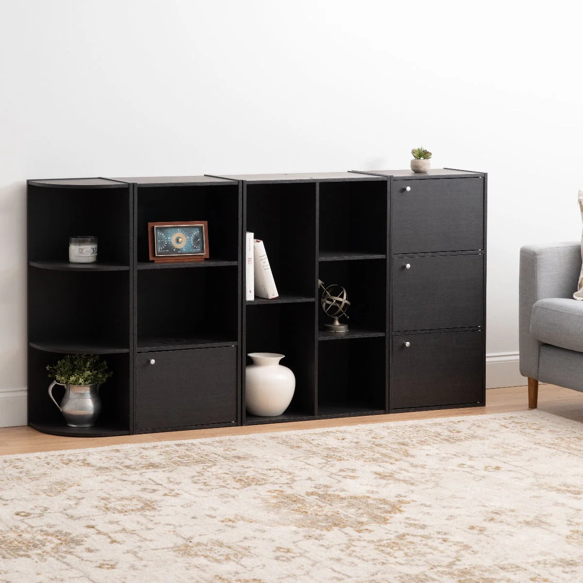3-Tier Corner Curved Shelf Organizer, Black - Image 3