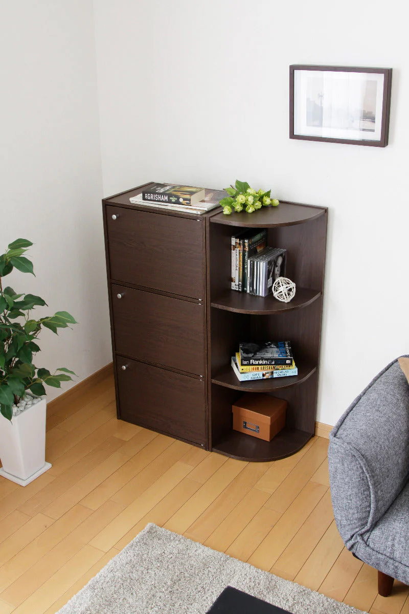3-Tier Corner Curved Shelf Organizer, Brown - Image 5