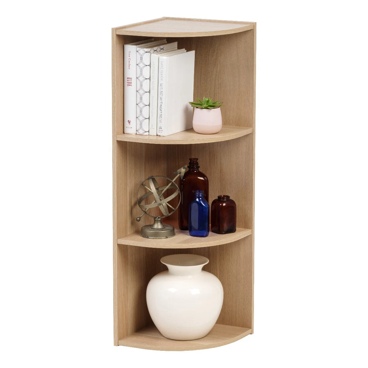 3-Tier Corner Curved Shelf Organizer, Light Brown - Image 7