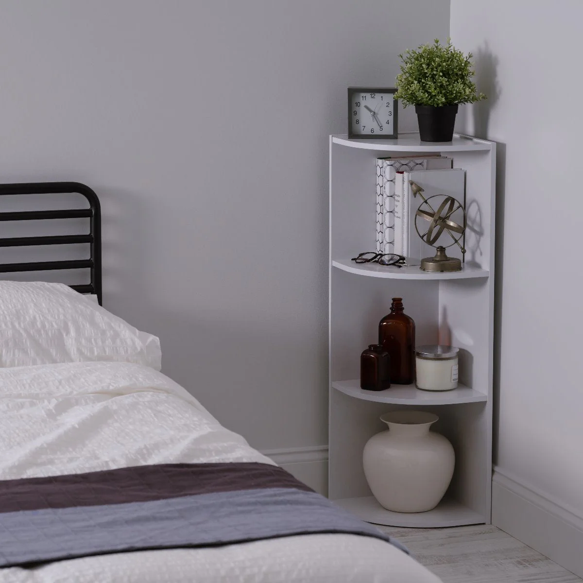 3-Tier Corner Curved Shelf Organizer, White - Image 2