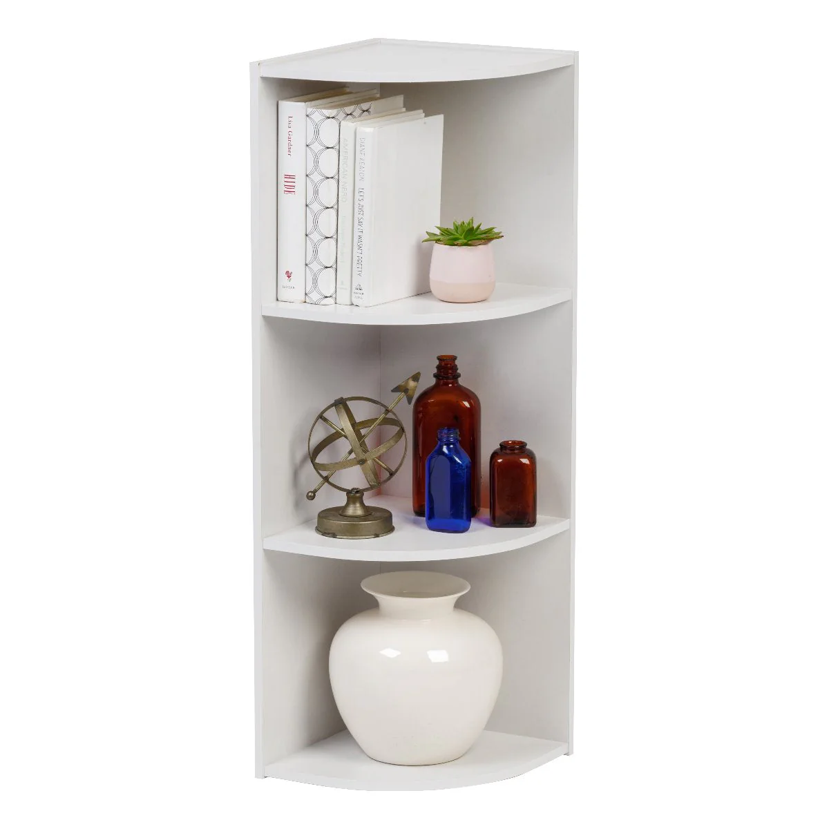 3-Tier Corner Curved Shelf Organizer, White - Image 4