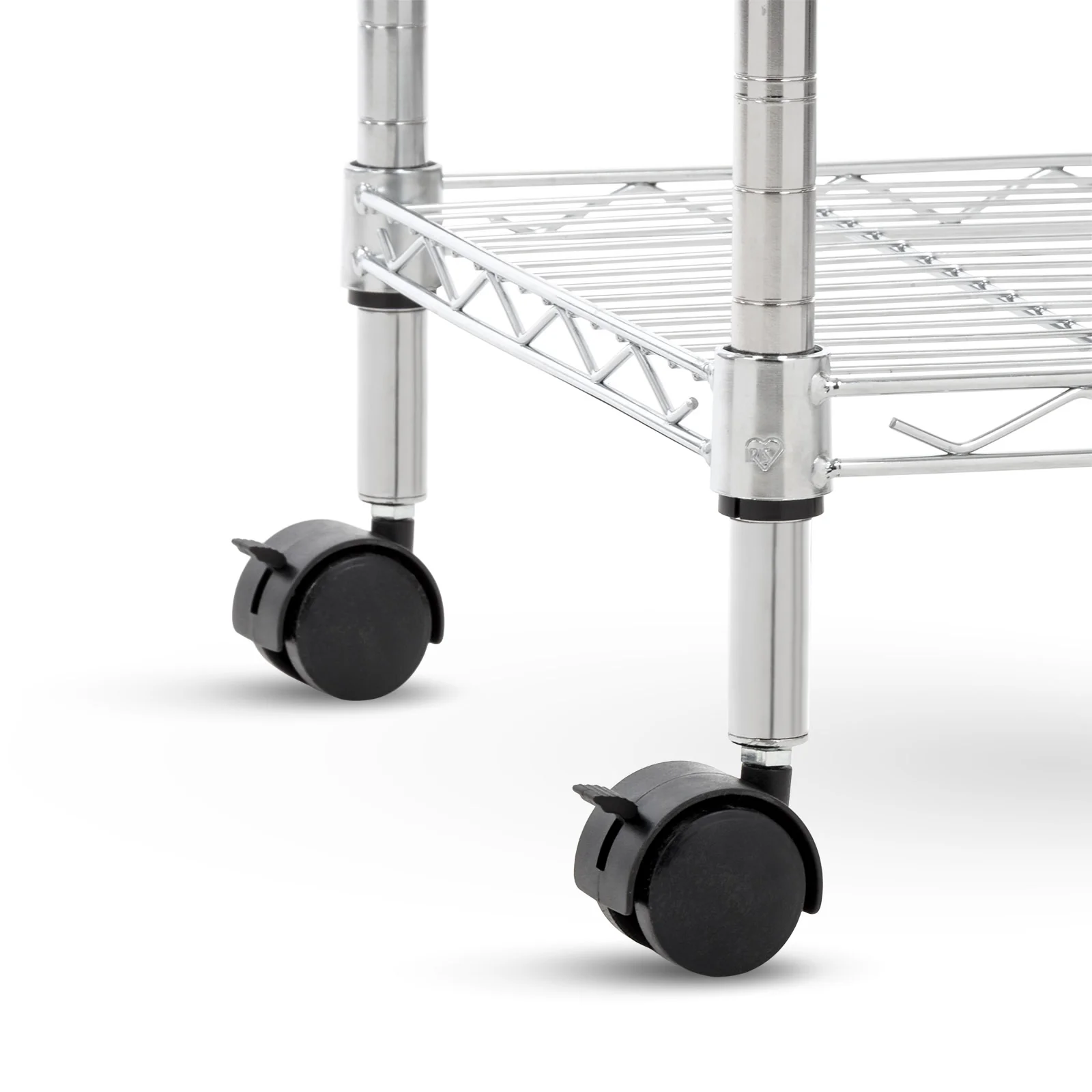 3-Tier Metal Wire Shelf Storage Unit with Casters Wheels, Silver - Image 6