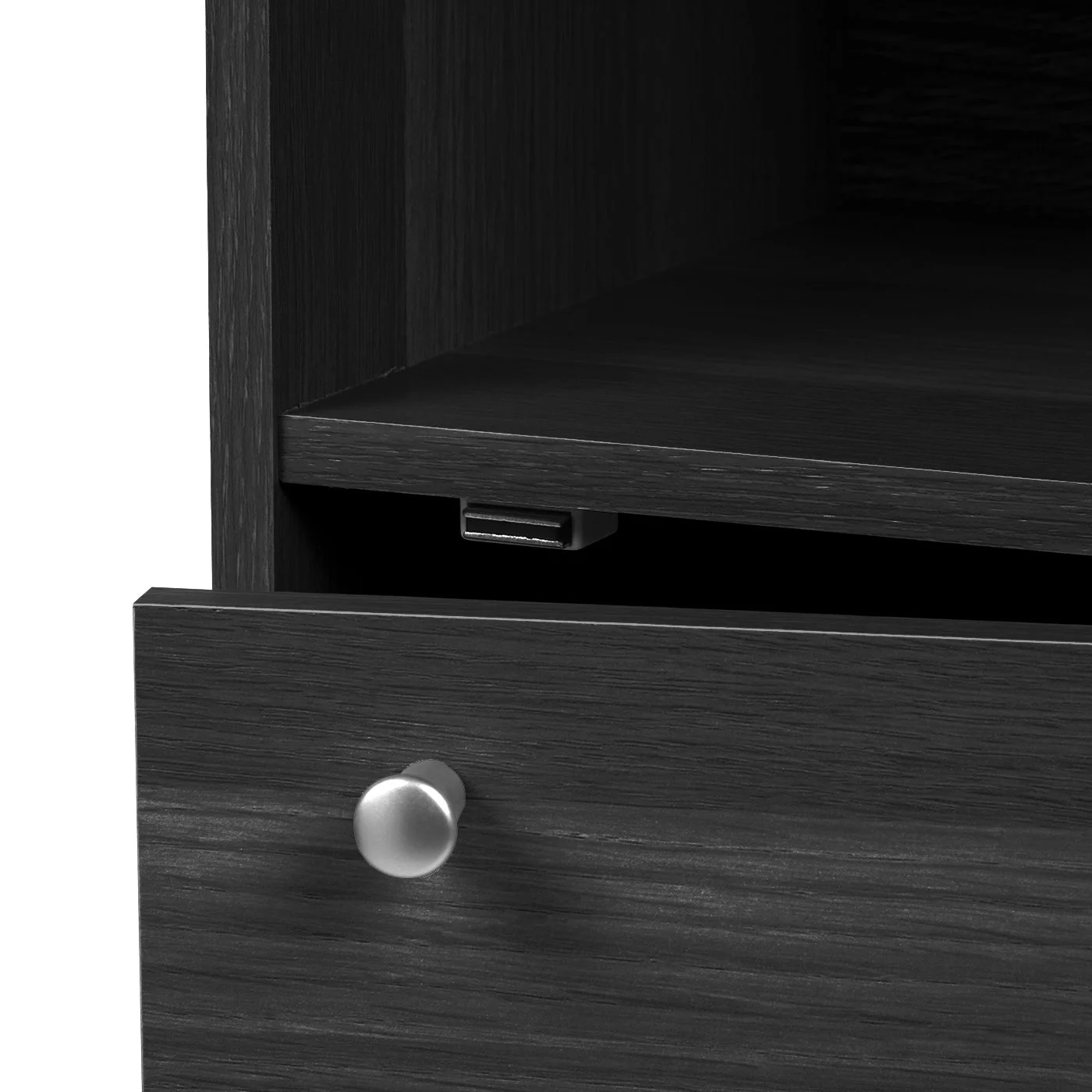 3 Tier Small Storage Cabinet, Portable Storage Shelf Unit, Small Bookcase with Doors, Black - Image 3