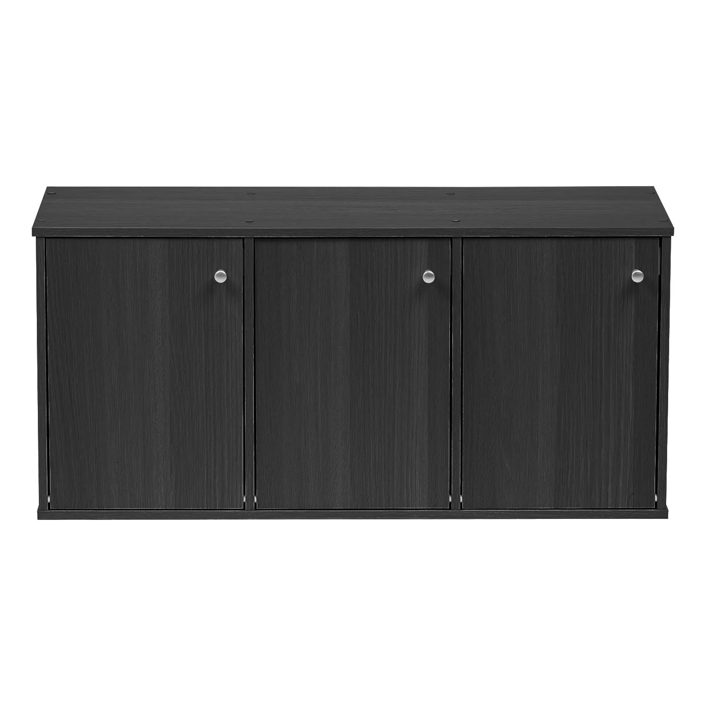 3 Tier Small Storage Cabinet, Portable Storage Shelf Unit, Small Bookcase with Doors, Black - Image 4