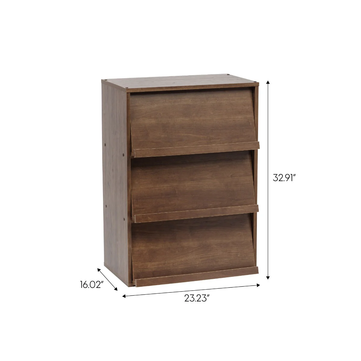 3-Tier Wood Shelf with Pocket Doors, Brown - Image 4