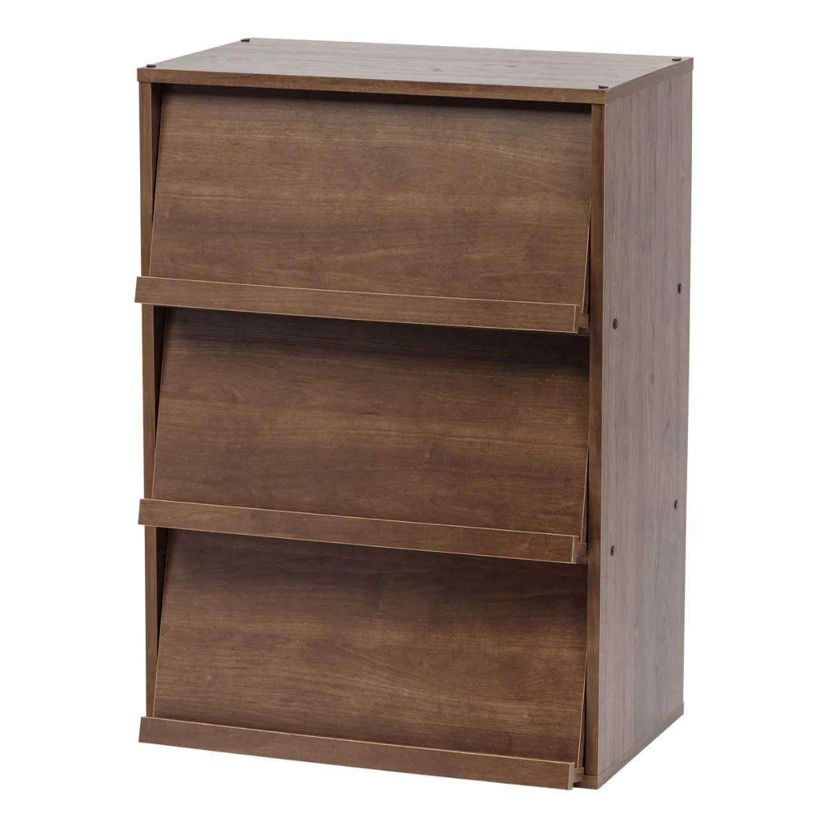 3-Tier Wood Shelf with Pocket Doors, Brown - Image 5