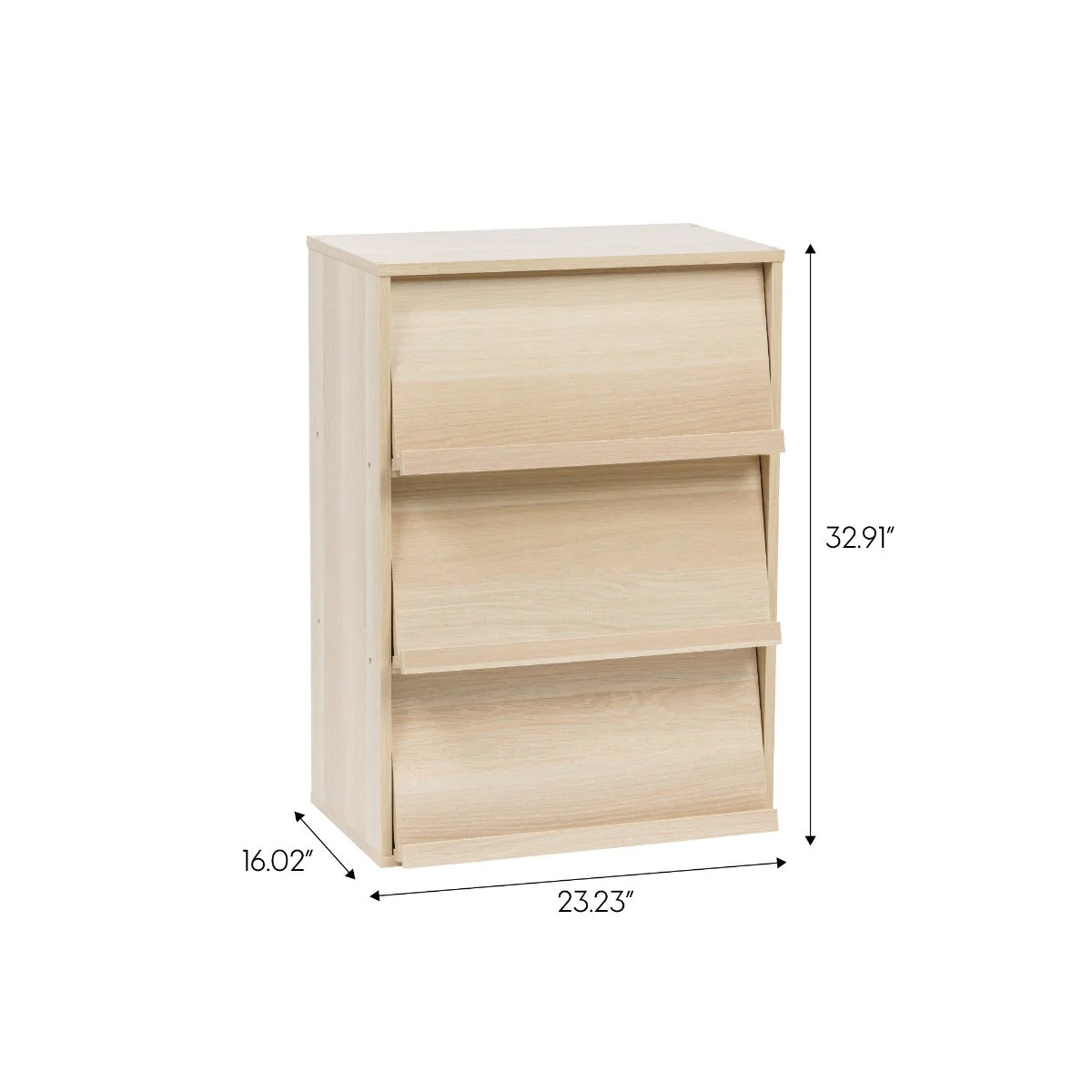 3-Tier Wood Shelf with Pocket Doors, Light Brown - Image 4