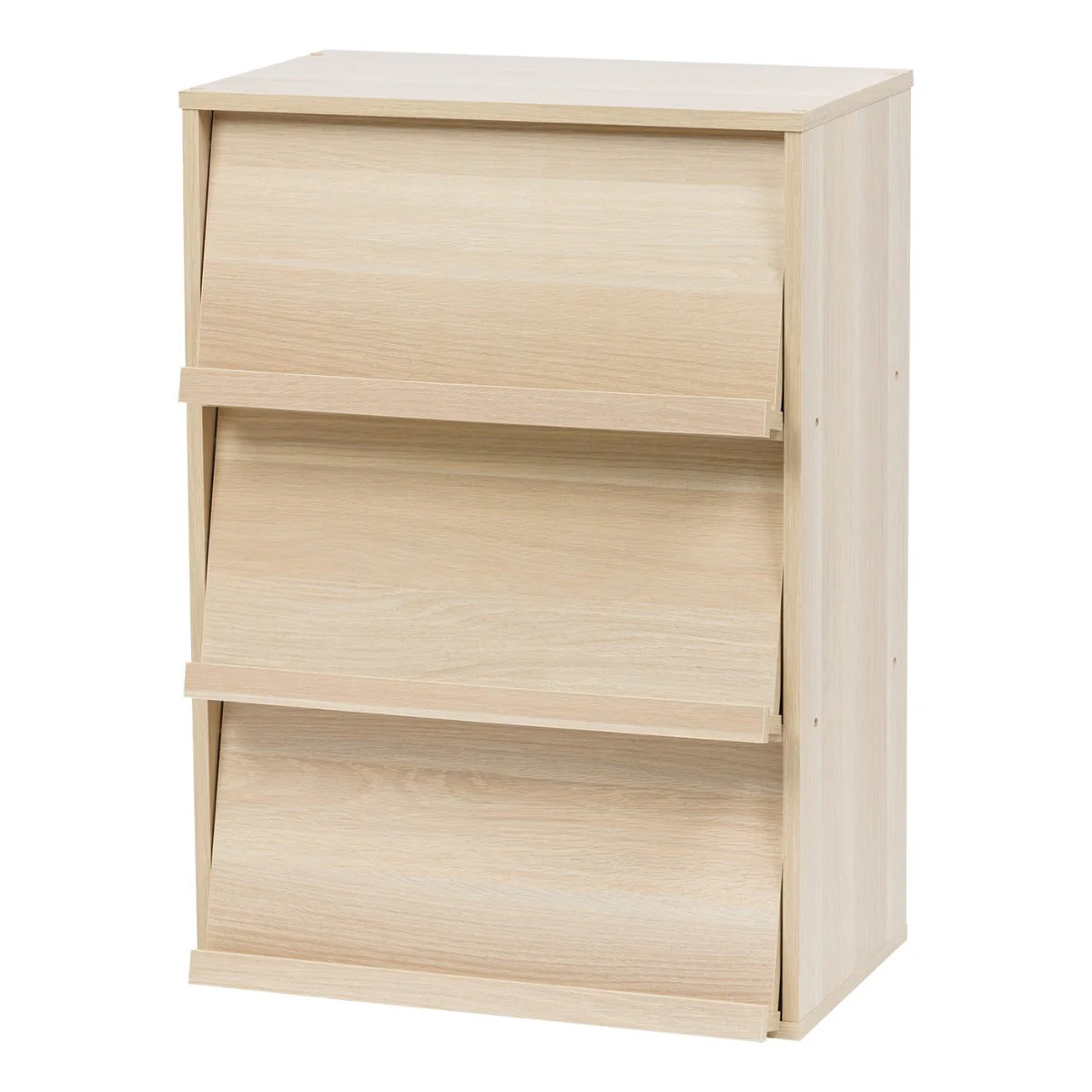 3-Tier Wood Shelf with Pocket Doors, Light Brown - Image 5