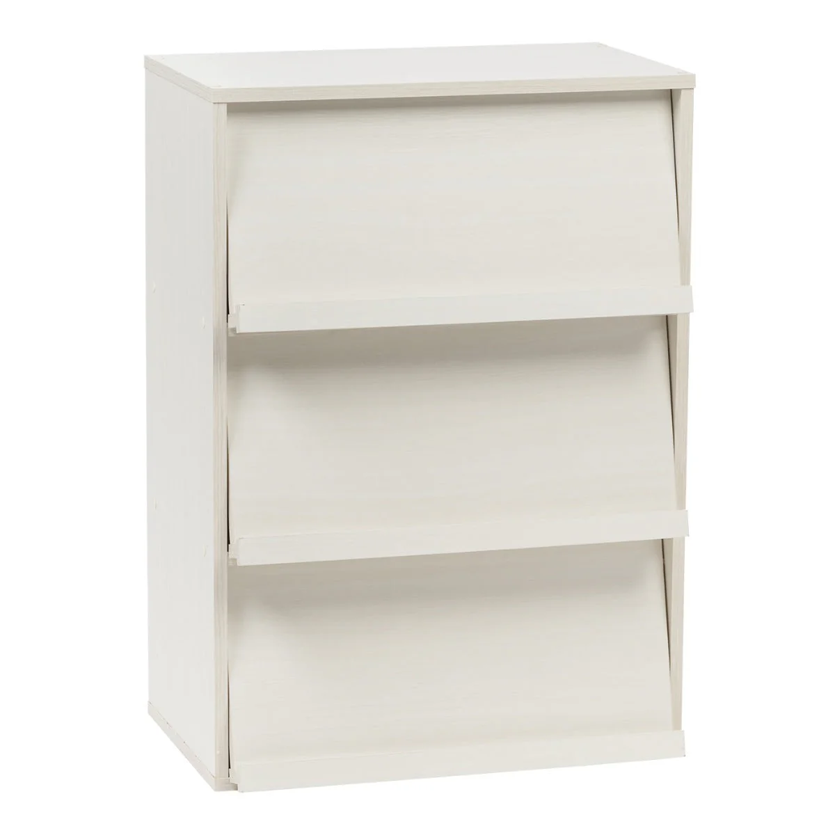 3-Tier Wood Shelf with Pocket Doors, Off White