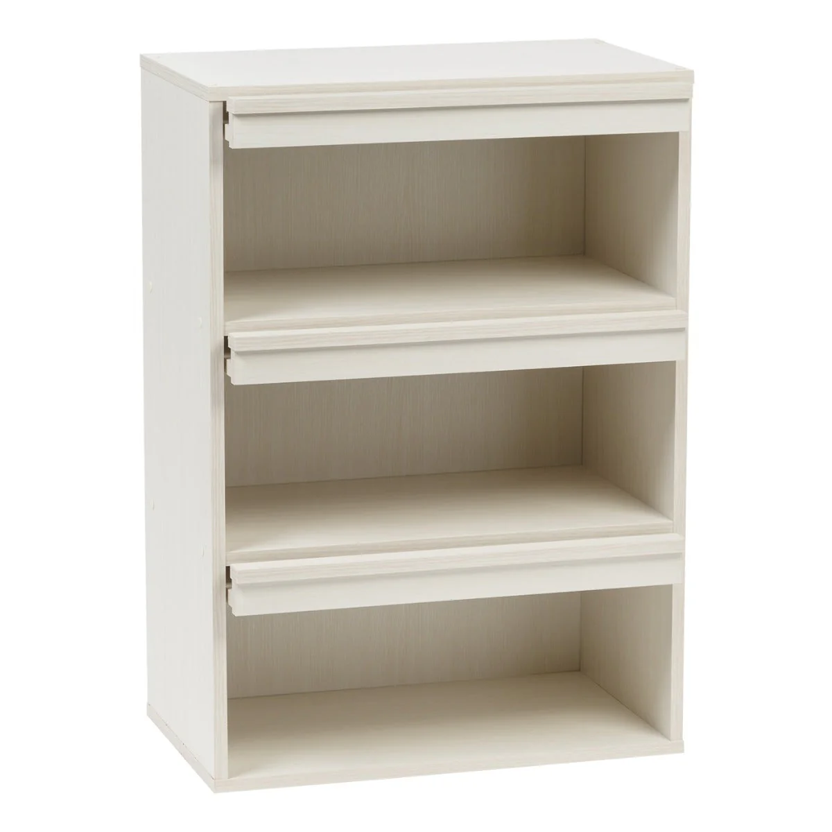 3-Tier Wood Shelf with Pocket Doors, Off White - Image 3