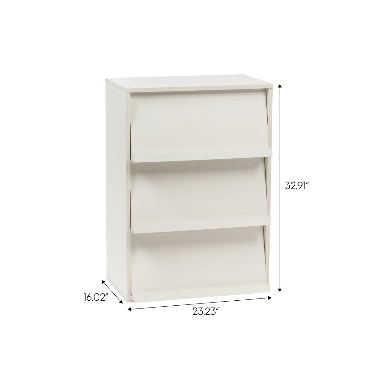 3-Tier Wood Shelf with Pocket Doors, Off White - Image 5