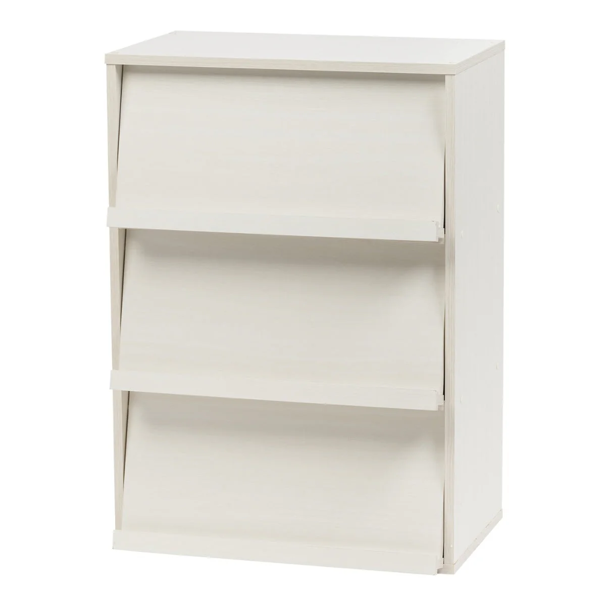3-Tier Wood Shelf with Pocket Doors, Off White - Image 6