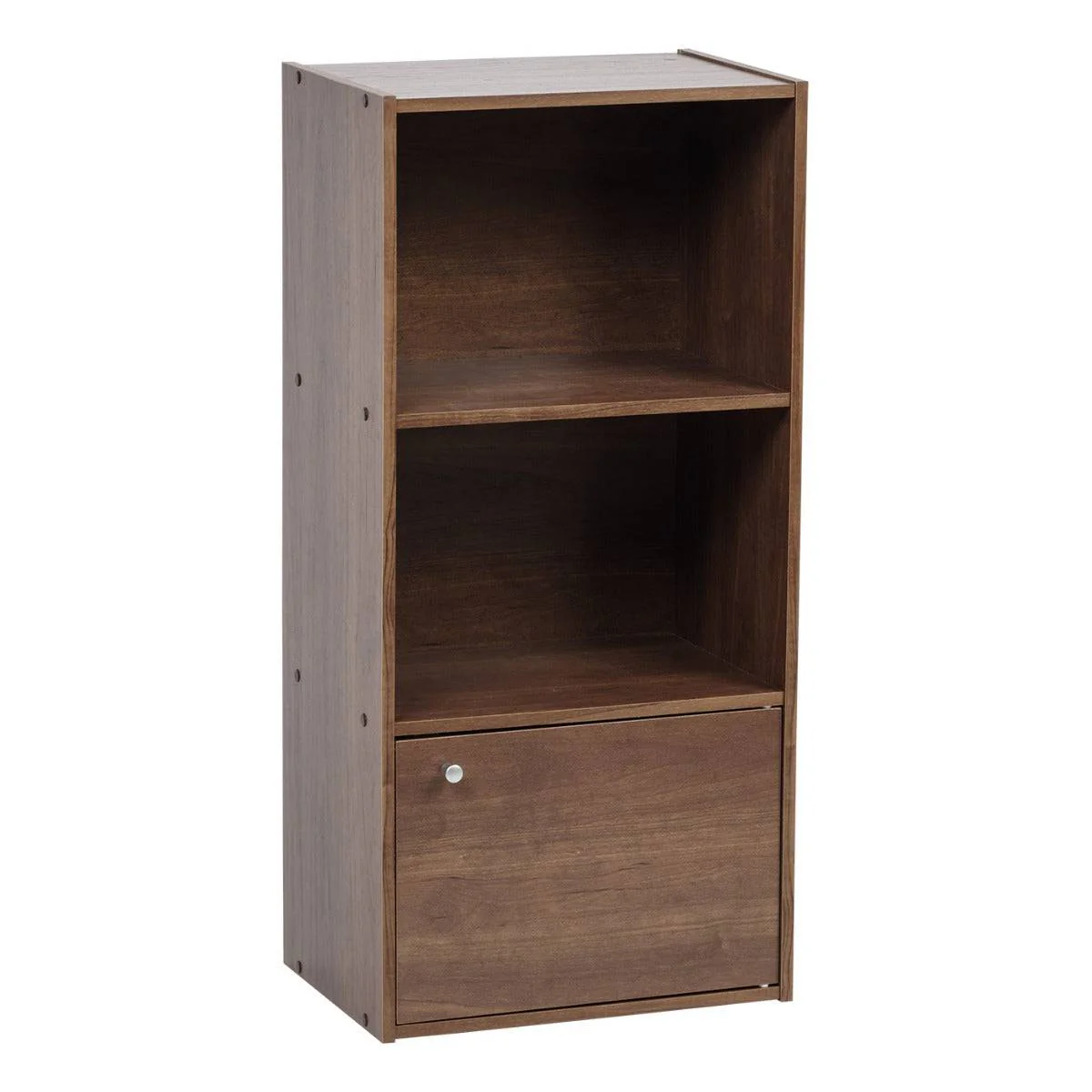 3-Tier Wood Storage Shelf with Door, Dark Brown - Image 12
