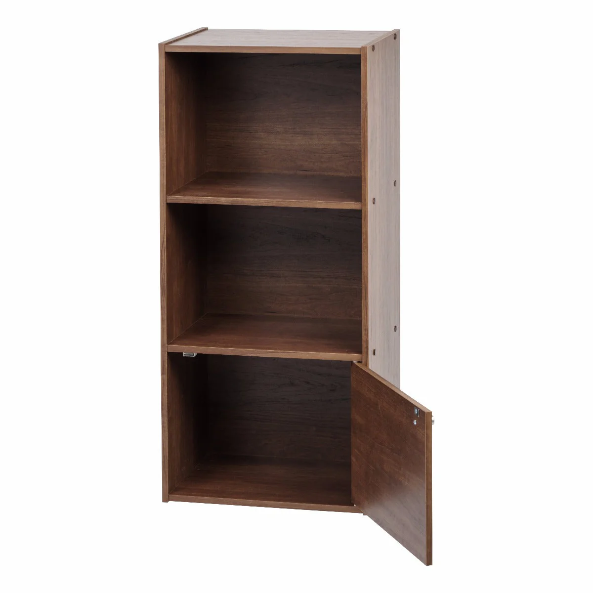 3-Tier Wood Storage Shelf with Door, Dark Brown - Image 3