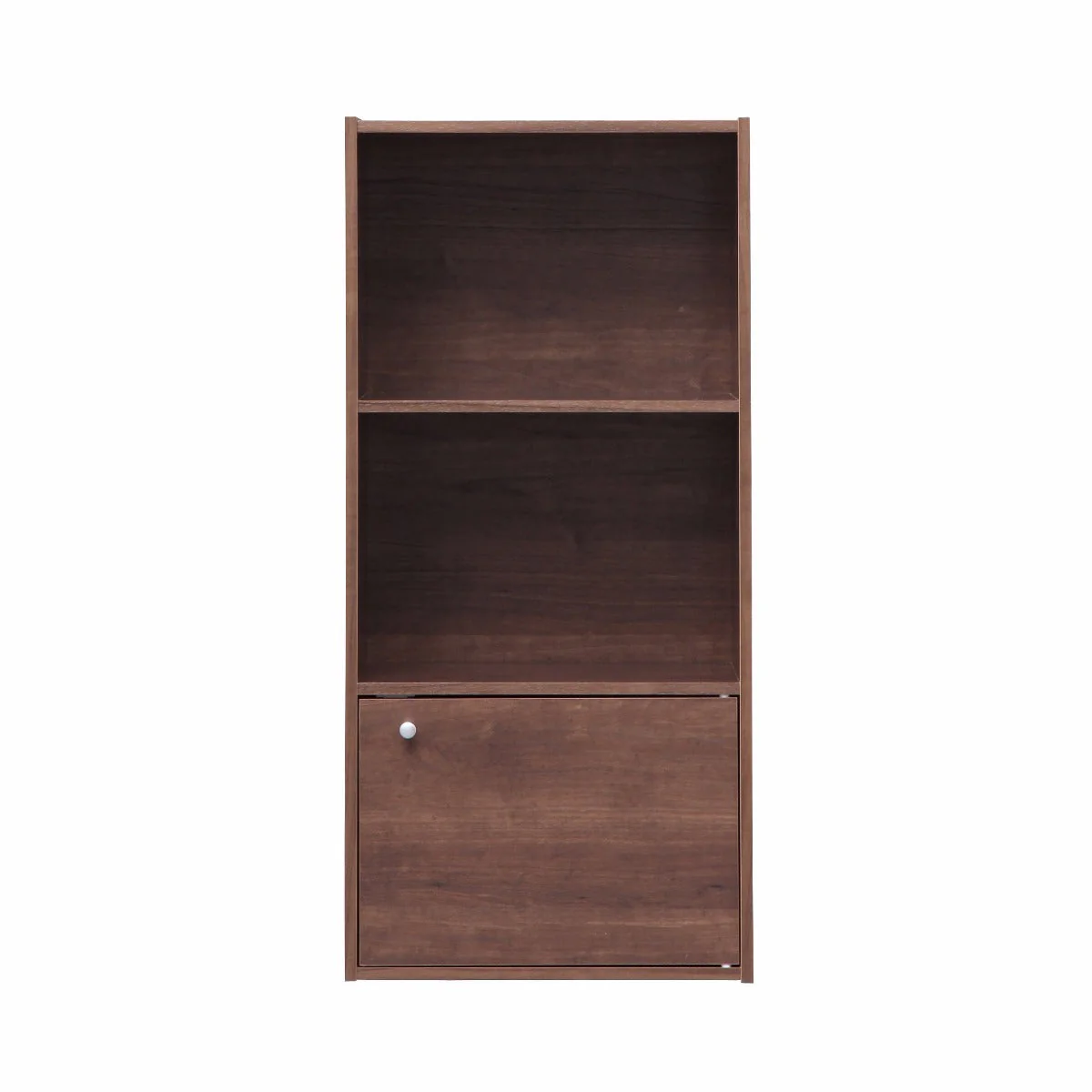 3-Tier Wood Storage Shelf with Door, Dark Brown - Image 4