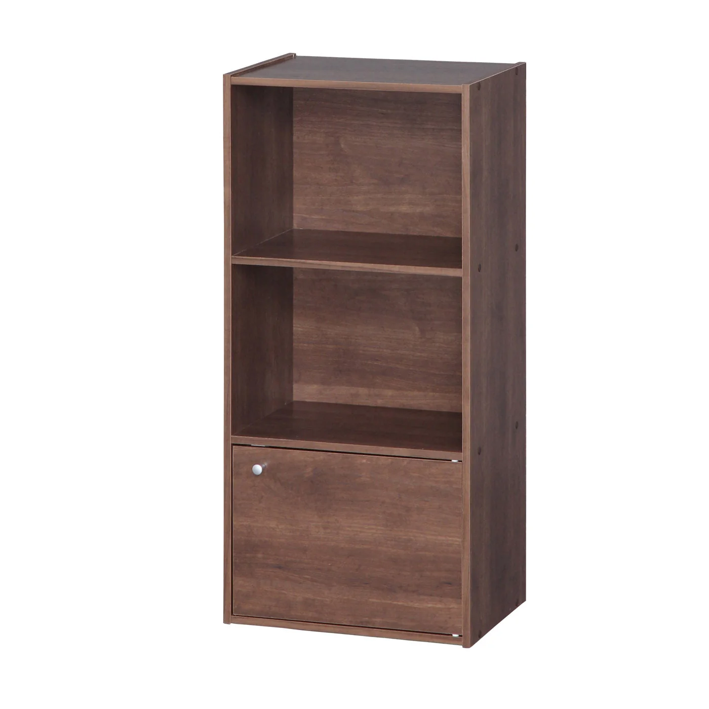 3-Tier Wood Storage Shelf with Door, Dark Brown - Image 7