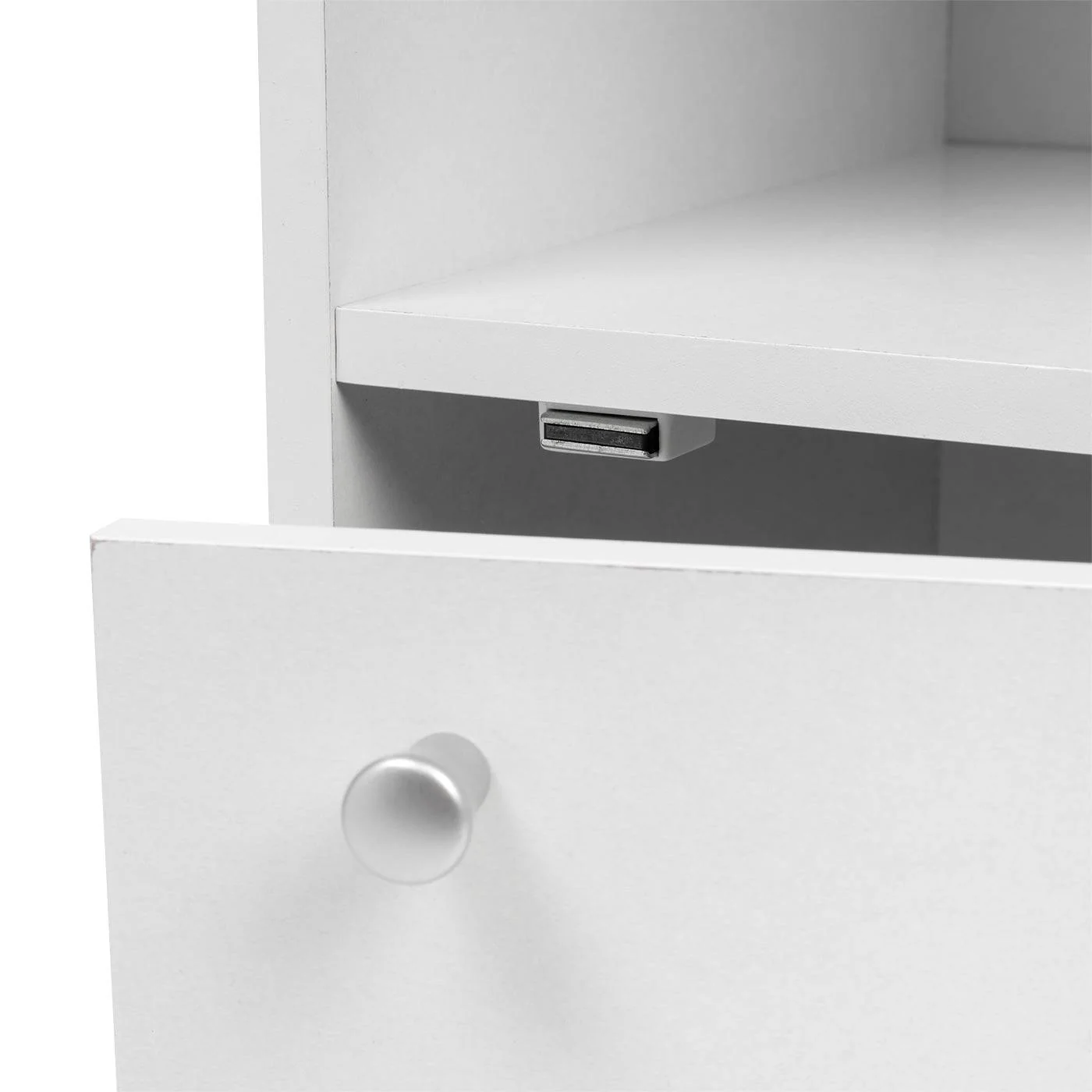 3-Tier Wood Storage Shelf with Door, Gray - Image 7