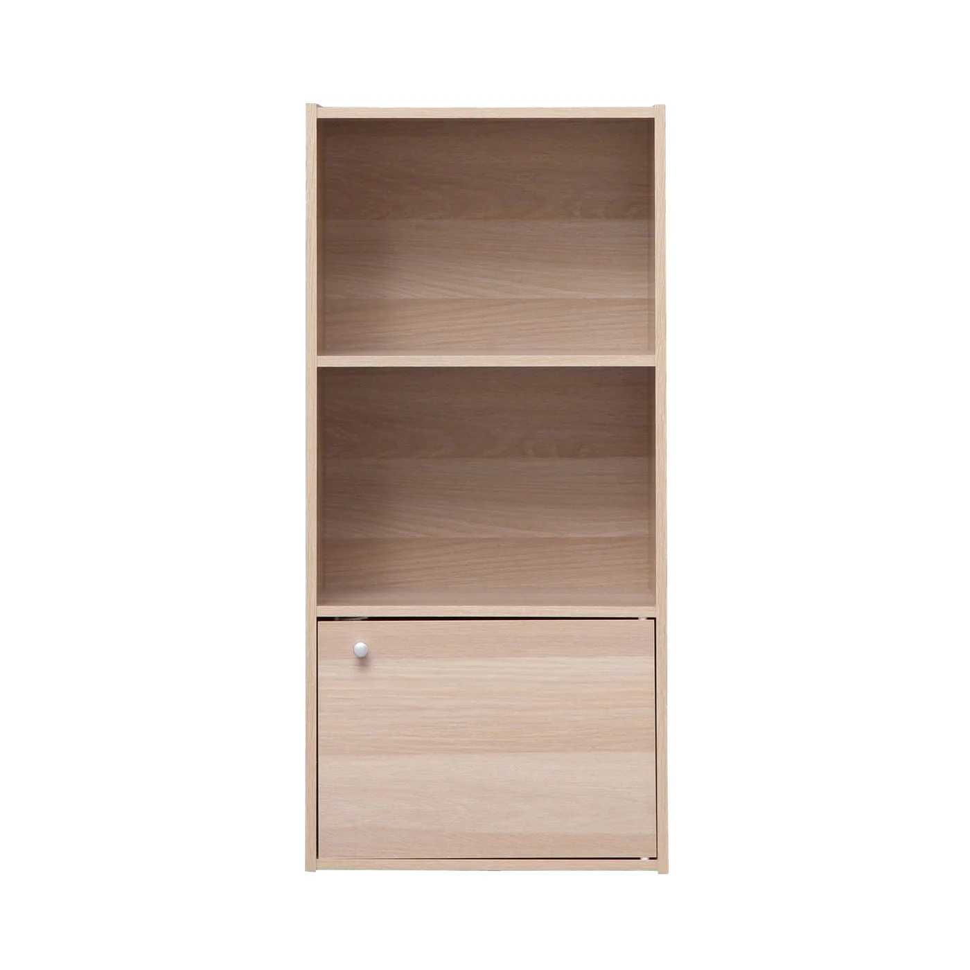 3-Tier Wood Storage Shelf with Door, Light Brown - Image 2
