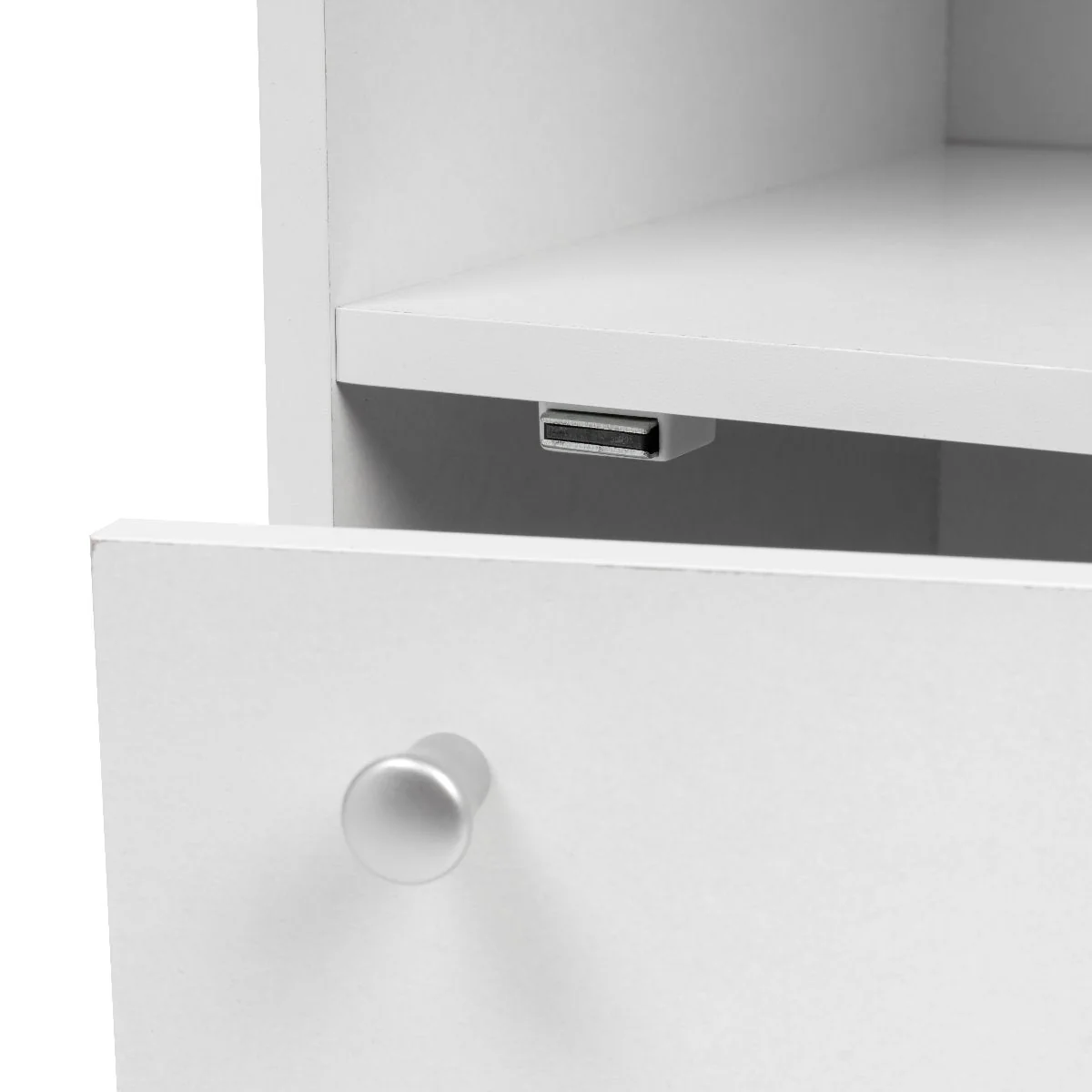 3-Tier Wood Storage Shelf with Door, White - Image 6