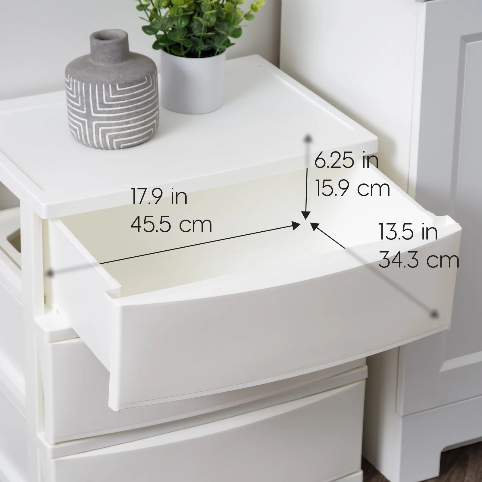 3 Wide Drawer Storage, Organizer Unit for Bedroom, Living Room, White, Set of 2 - Image 5