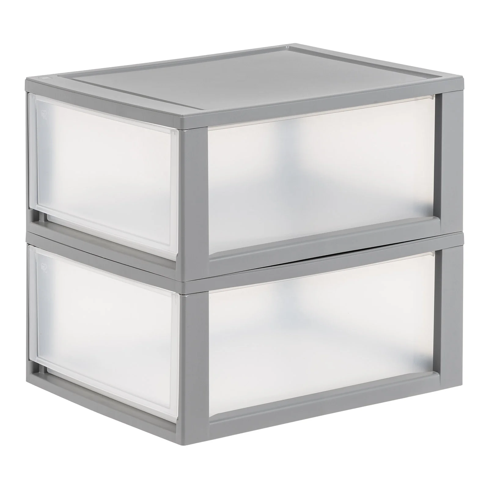 30 Qt. Large Plastic Stackable Storage Drawers, Modular, Gray Clear, Set of 2