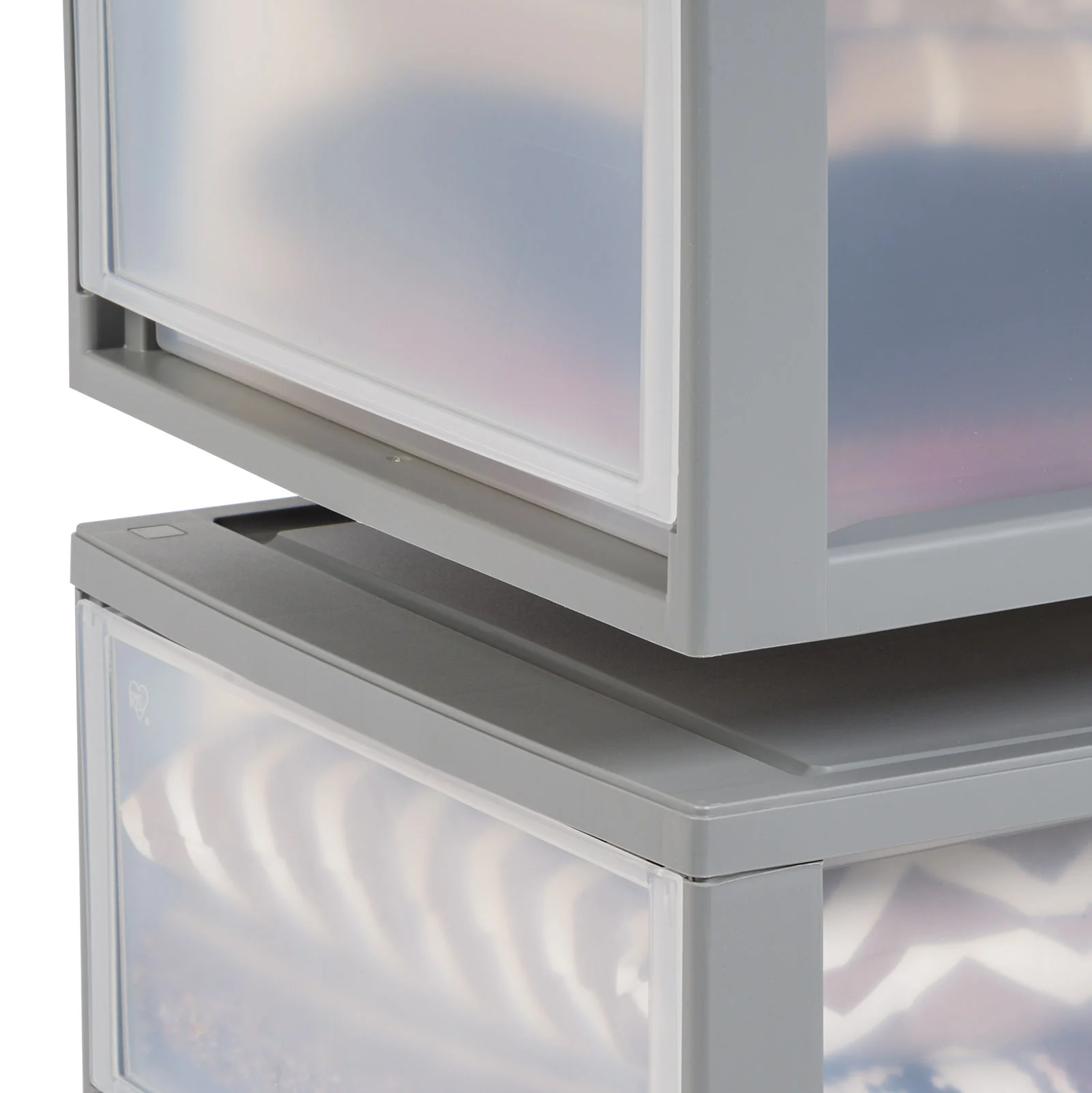 30 Qt. Large Plastic Stackable Storage Drawers, Modular, Gray Clear, Set of 2 - Image 5