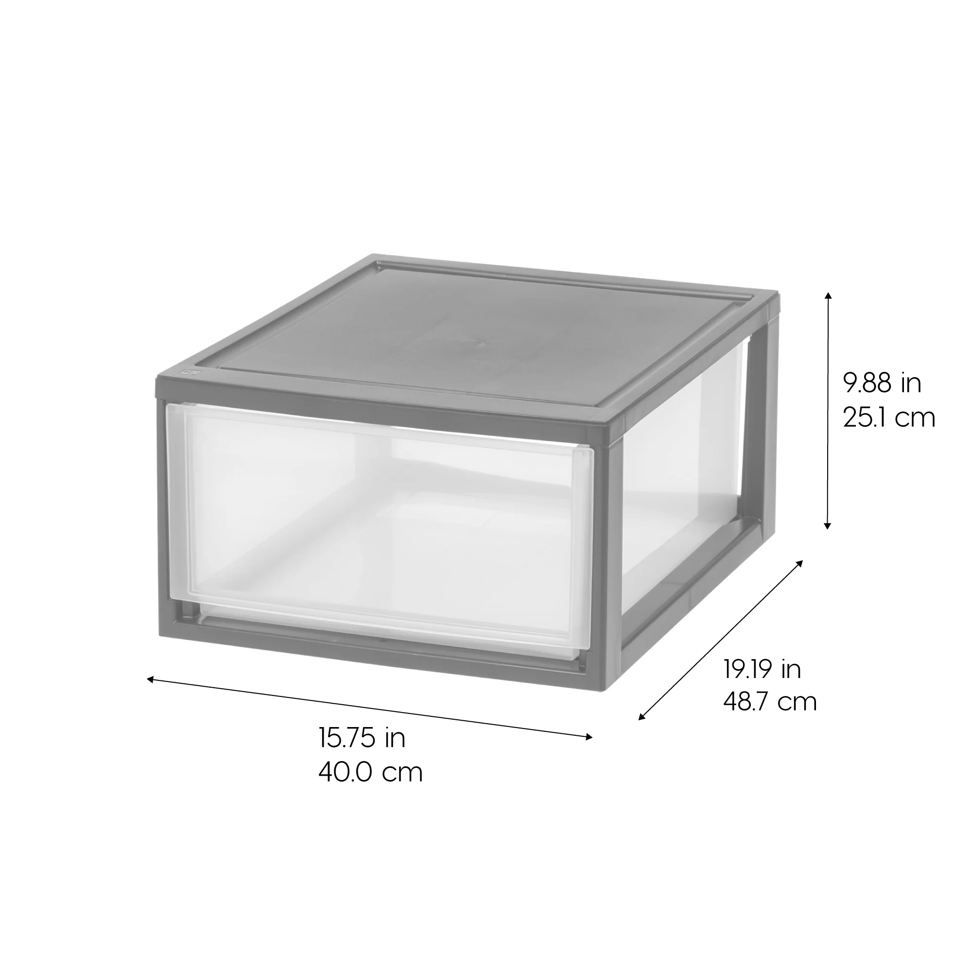 30 Qt. Large Plastic Stackable Storage Drawers, Modular, Gray Clear, Set of 2 - Image 8