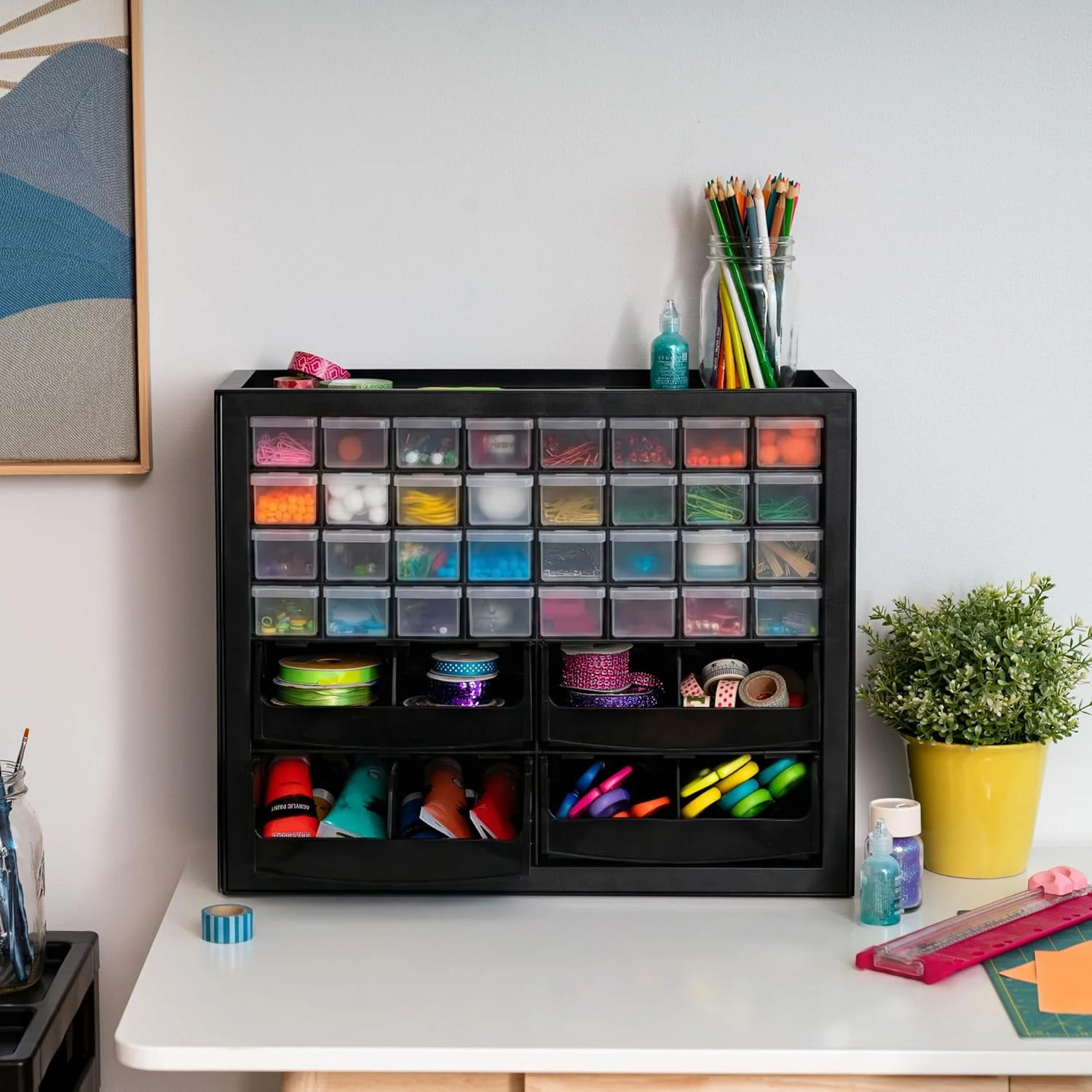 32-Drawer Organizer with 4 Bins and Dividers - Image 3