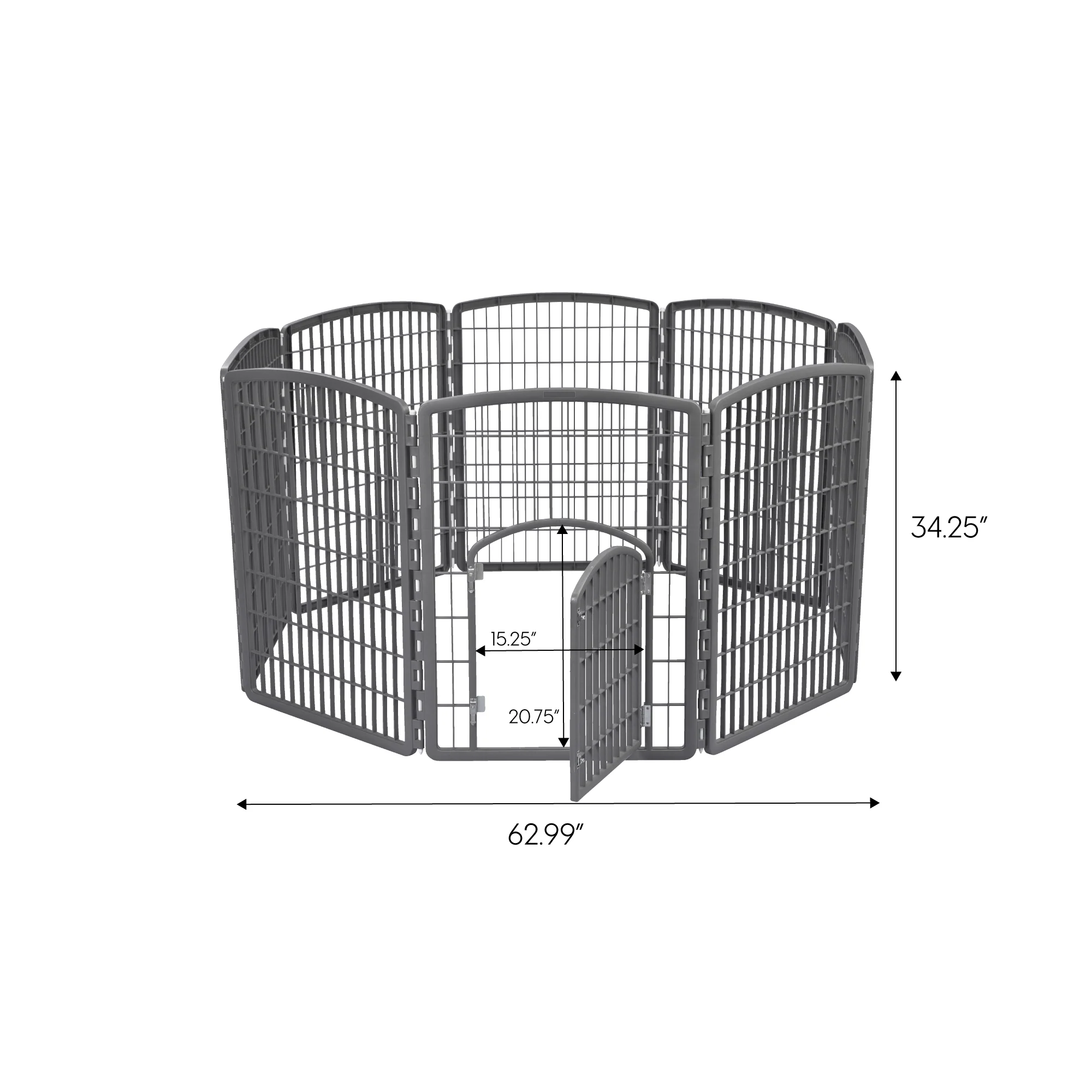 34" Exercise 8-Panel Pet Playpen with Door GRAY - Image 2