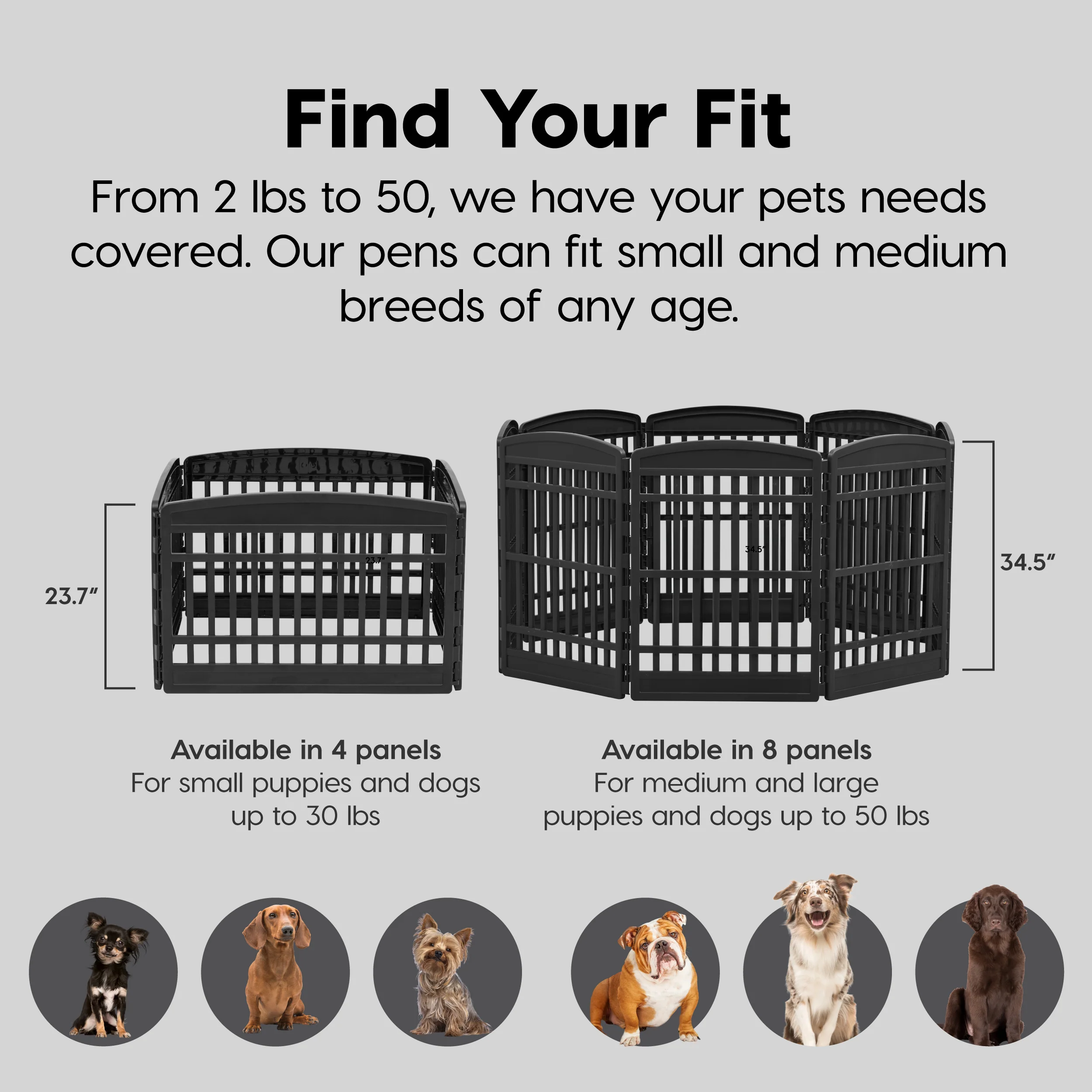 35" 10 Panel Exercise Pet Playpen with Door for Dog, Black - Image 6