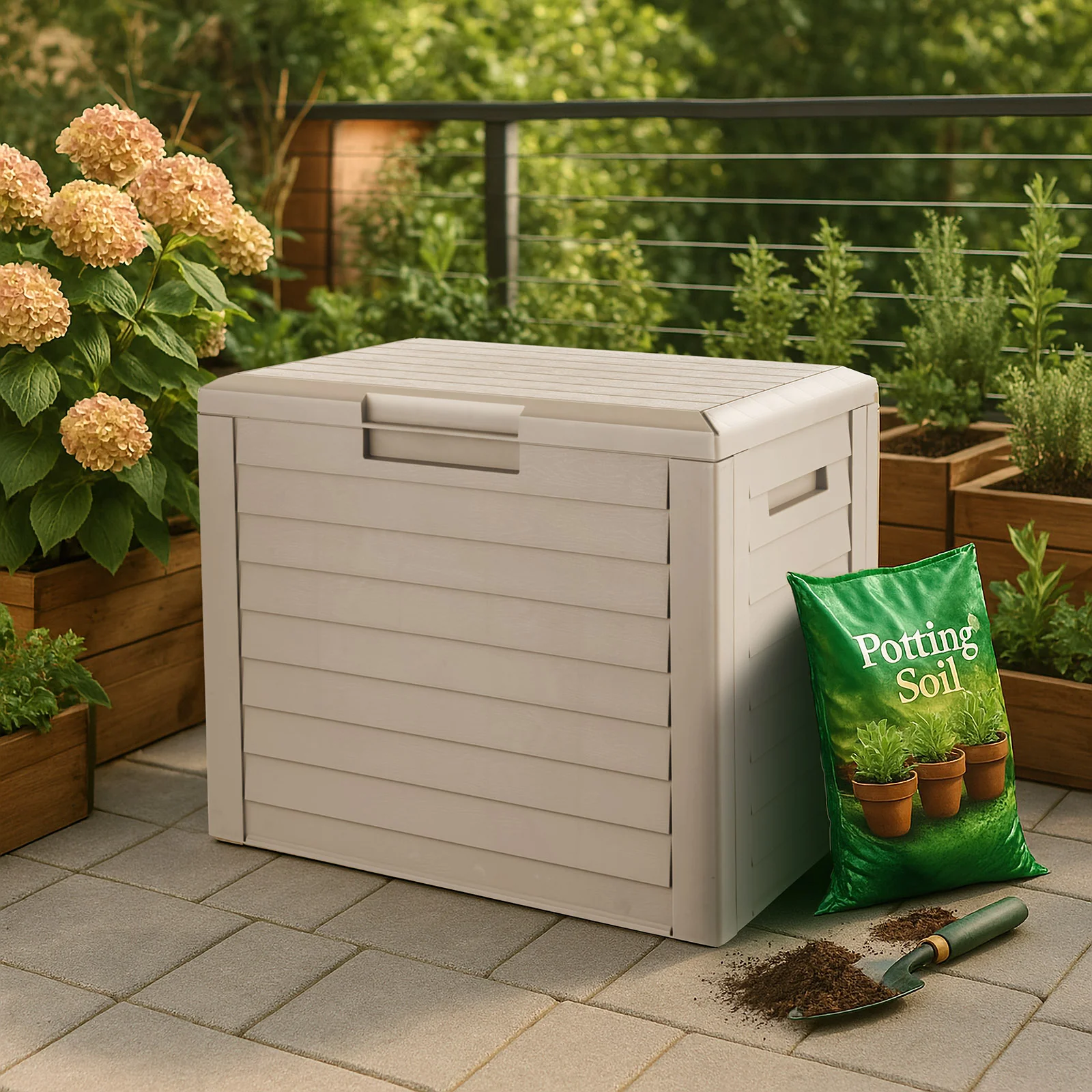 35-Gallon Outdoor Deck Storage Box, Lockable & UV-Protected - Image 5