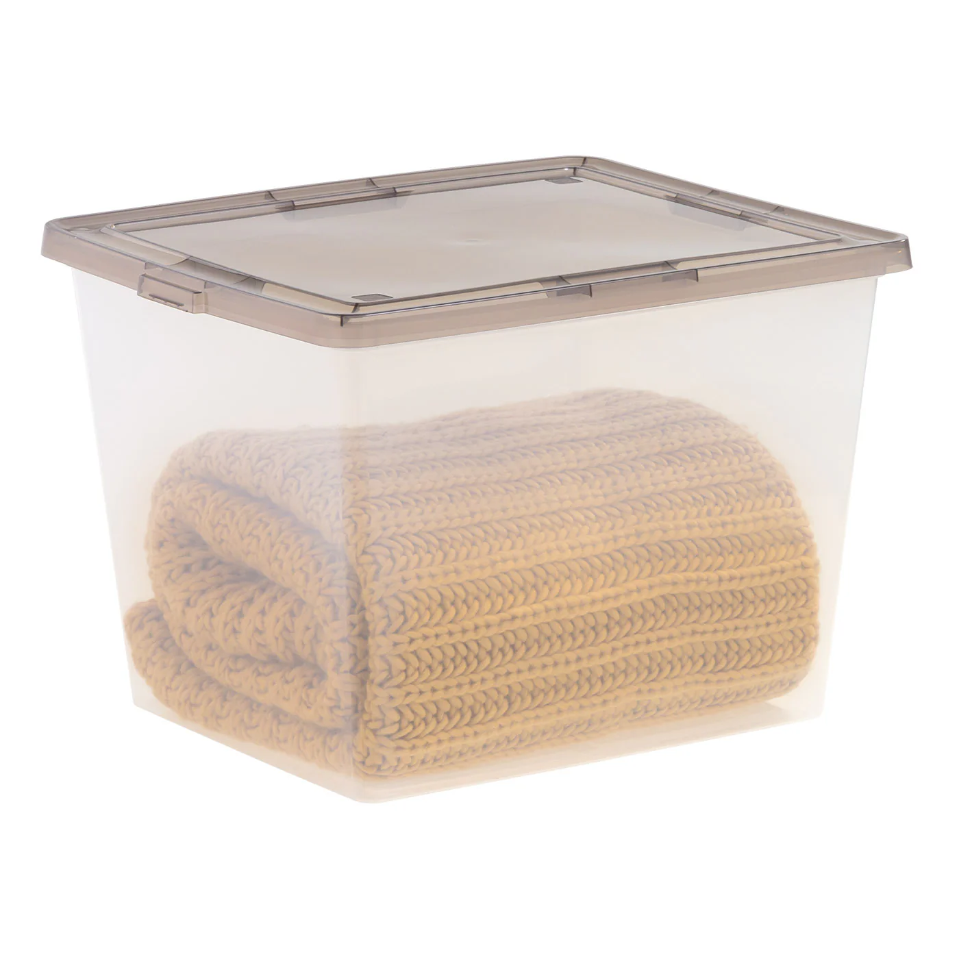 36 Qt. Stackable Box, Plastic Storage Bins with Lids, Clear, Gray Lid, Set of 6 - Image 6