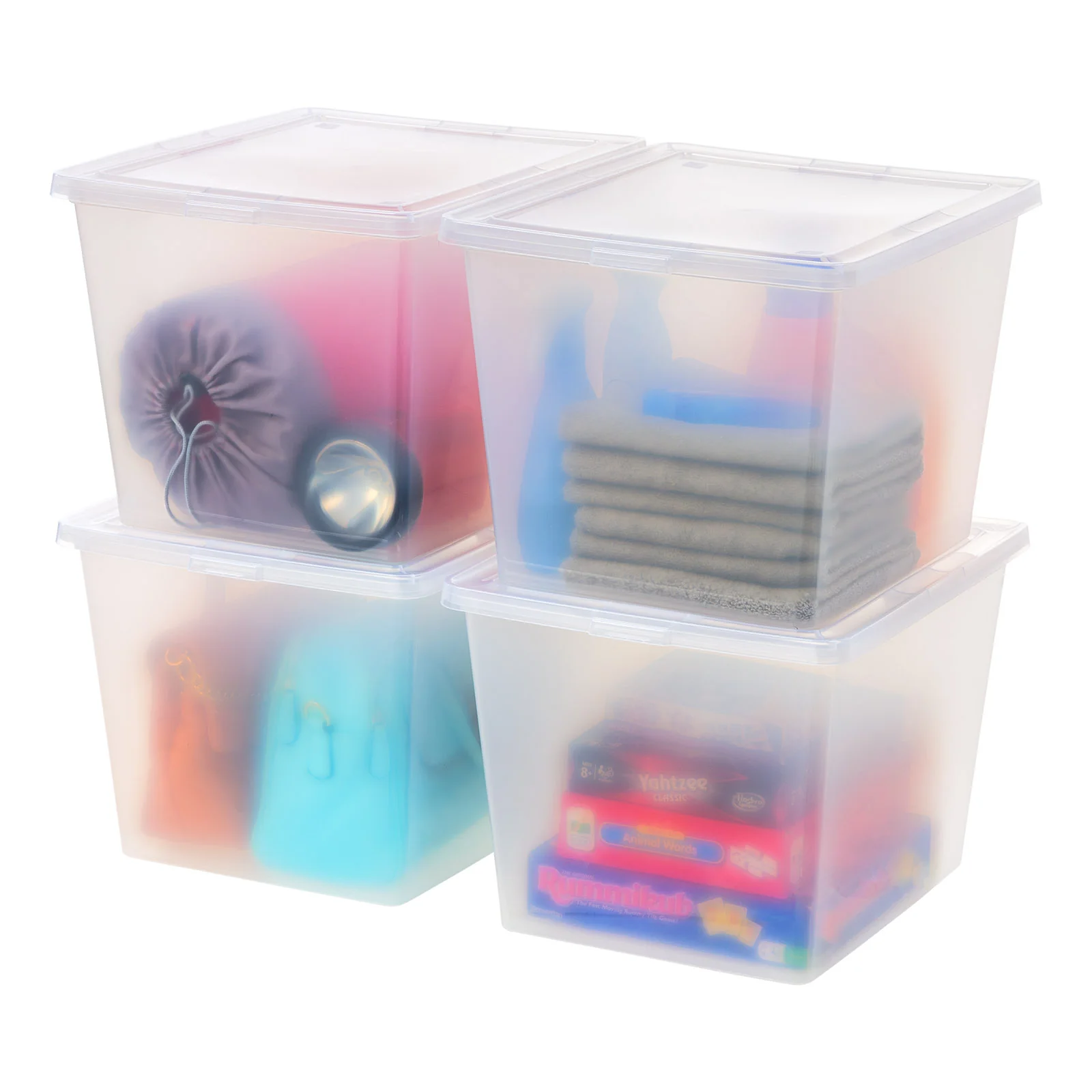 36 Quart Plastic Storage Bin Tote Organizing Container with Latching Lid for Shoes, Heels, Action Figures, Crayons/Pens, Art Supplies, Stackable and Nestable, 4 Pack, Clear - Image 4