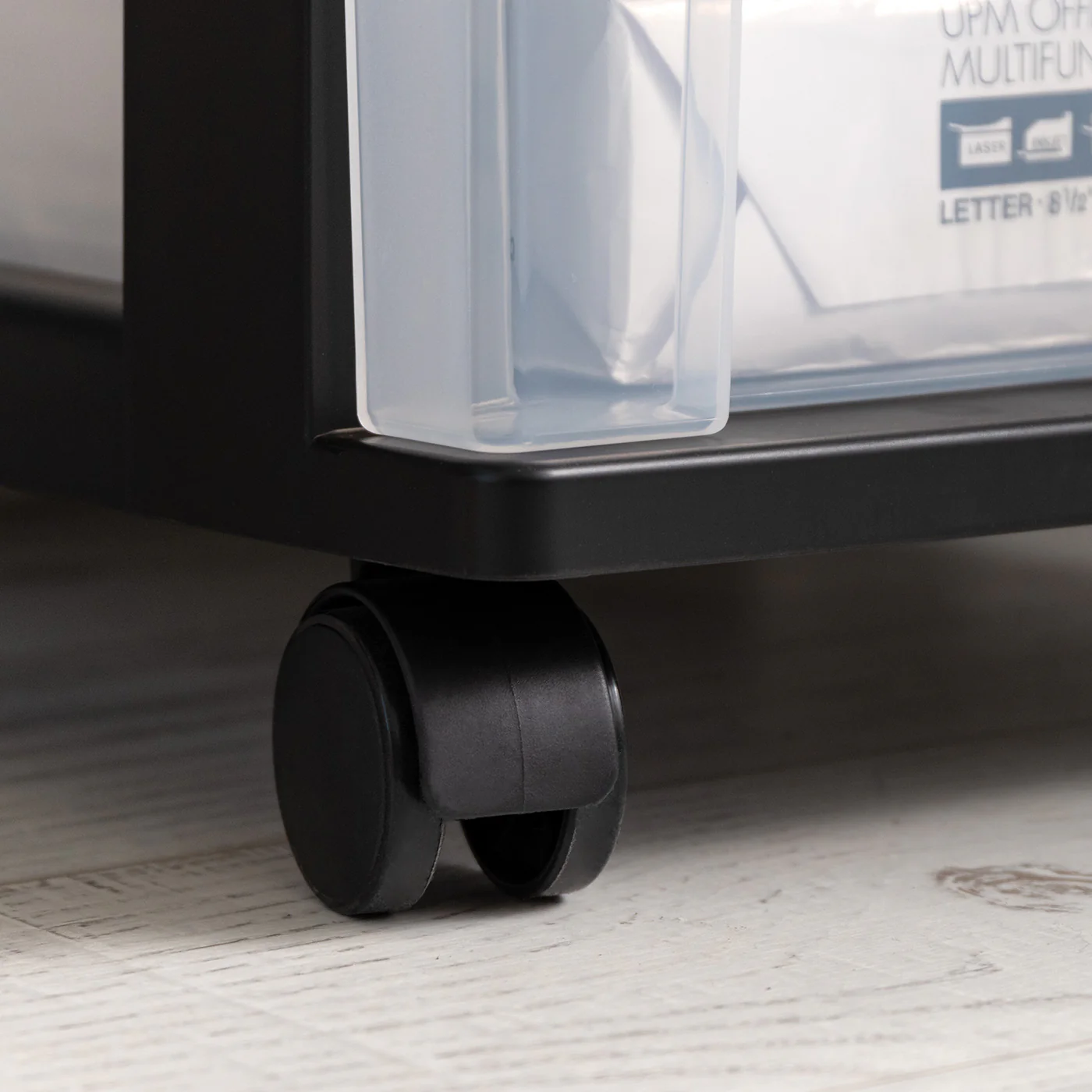 4-Drawer Narrow Plastic Storage Drawer Cart, Black, Set of 2 - Image 6
