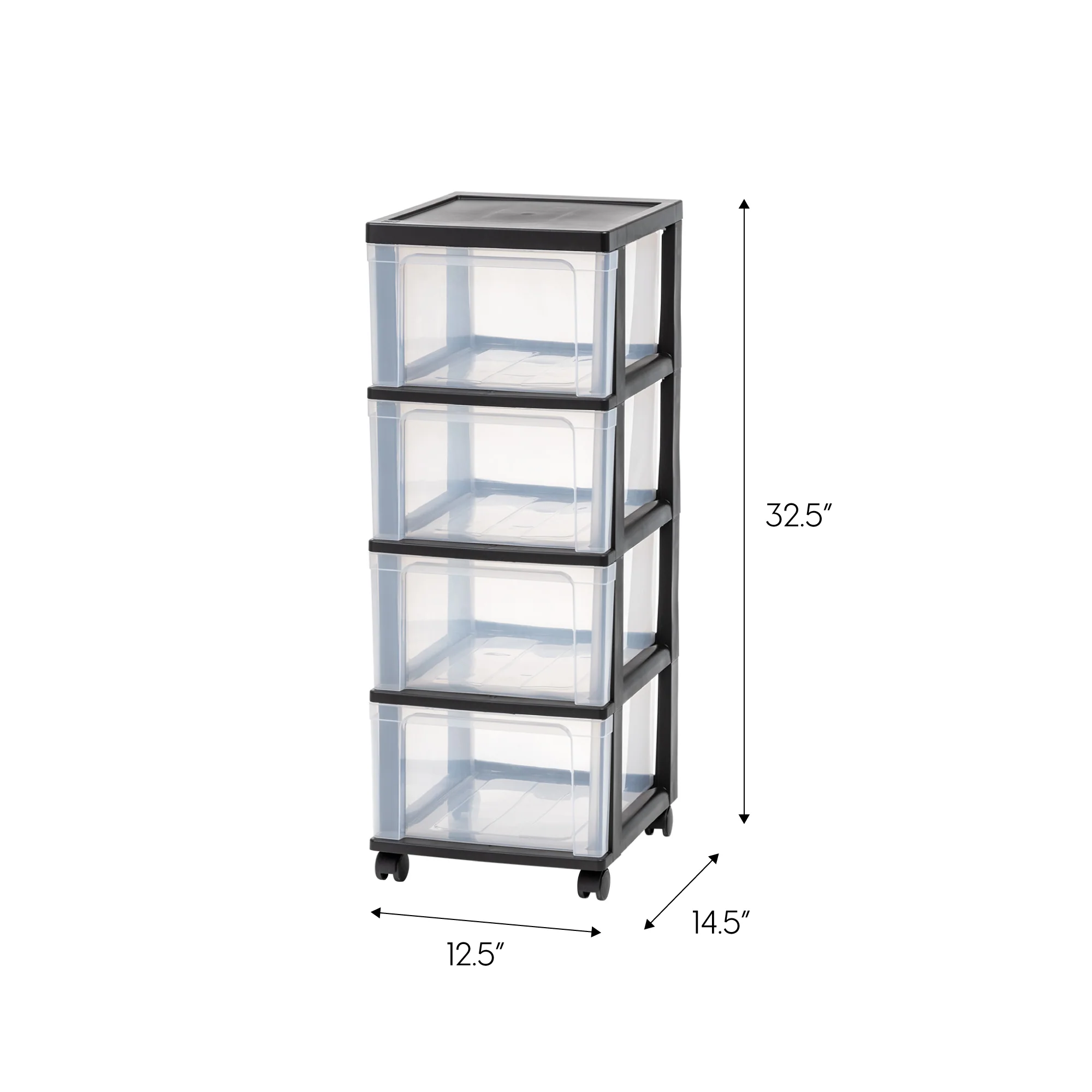 4-Drawer Narrow Plastic Storage Drawer Cart, Black, Set of 2 - Image 8