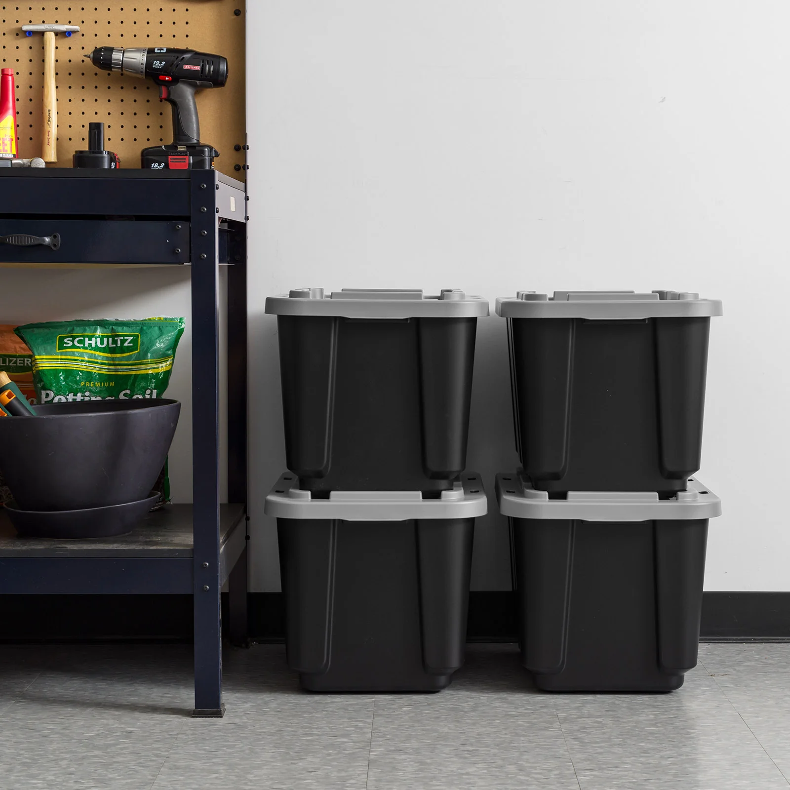 4-Pack 11.5-Gal / 46-Qt Heavy-Duty Stackable Storage Bins with Snap Lids – All-Weather Plastic Totes - Image 14