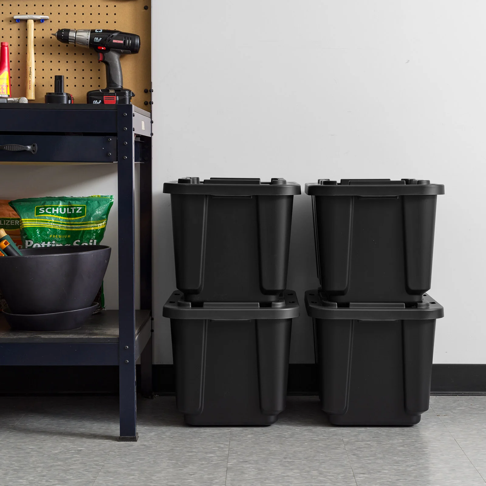4-Pack 11.5-Gal / 46-Qt Heavy-Duty Stackable Storage Bins with Snap Lids – All-Weather Plastic Totes - Image 19