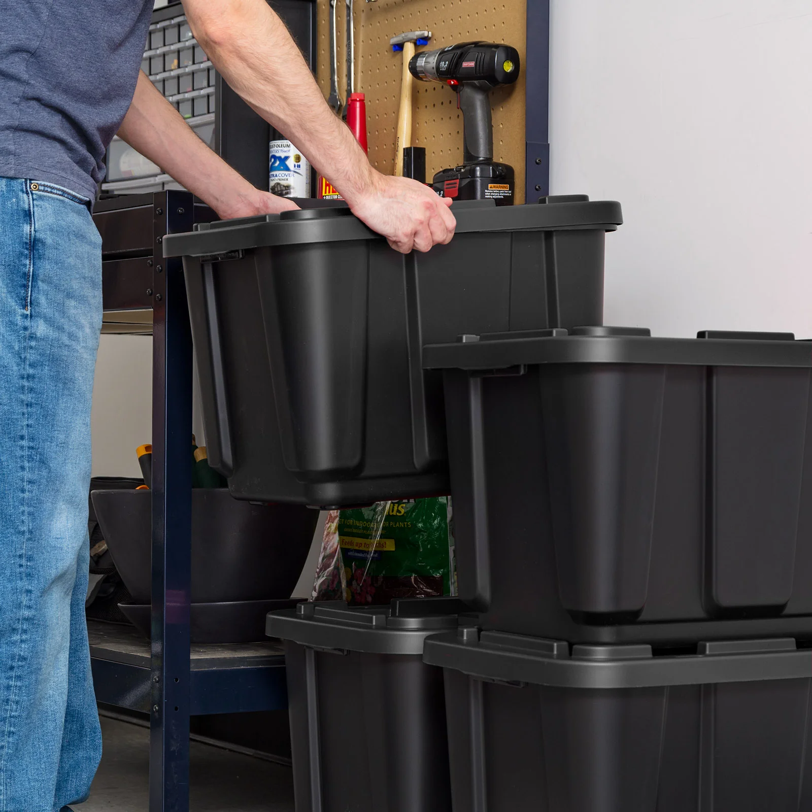 4-Pack 11.5-Gal / 46-Qt Heavy-Duty Stackable Storage Bins with Snap Lids – All-Weather Plastic Totes - Image 20